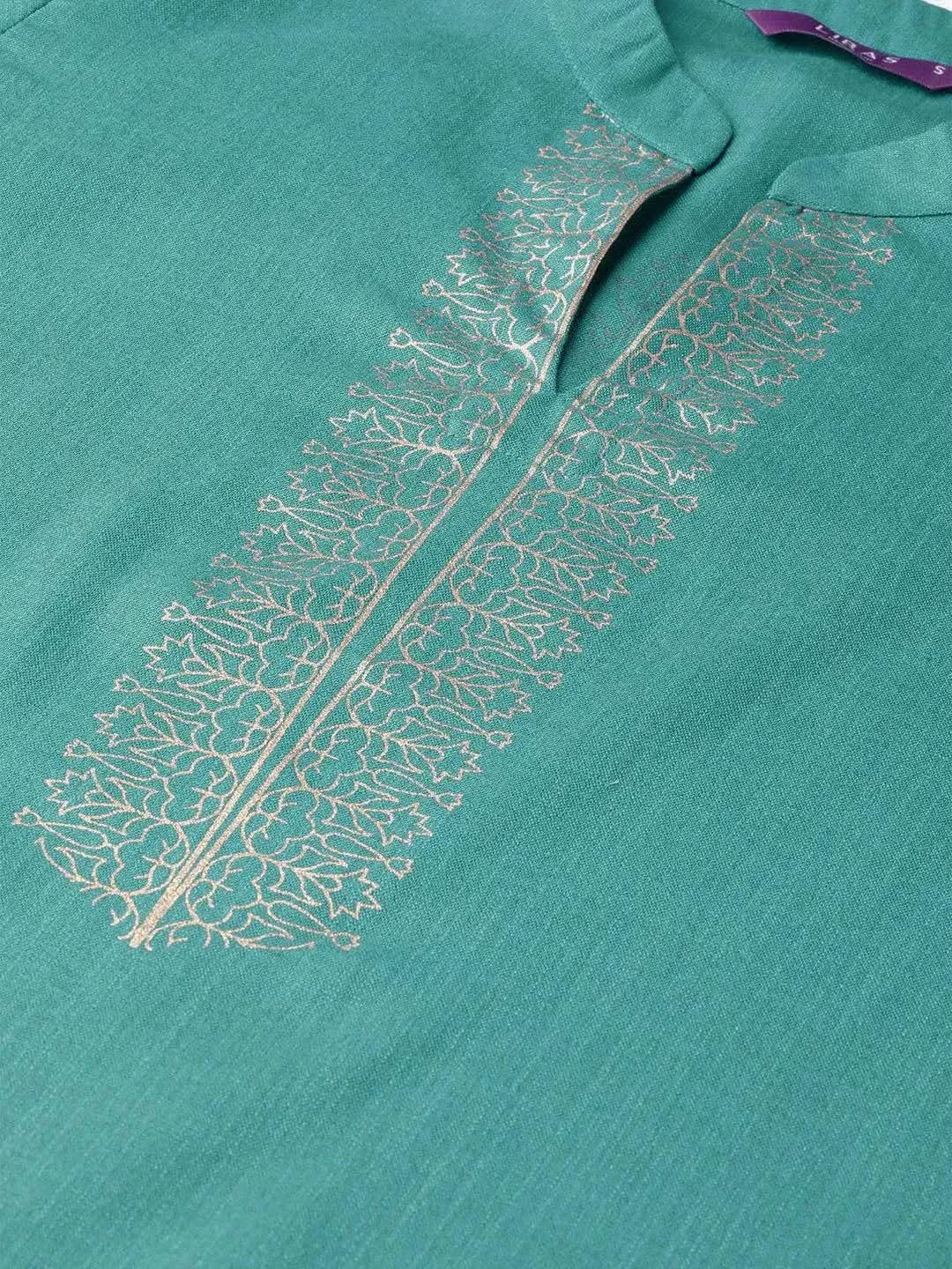 Anouk Blue Printed Cotton Kurta