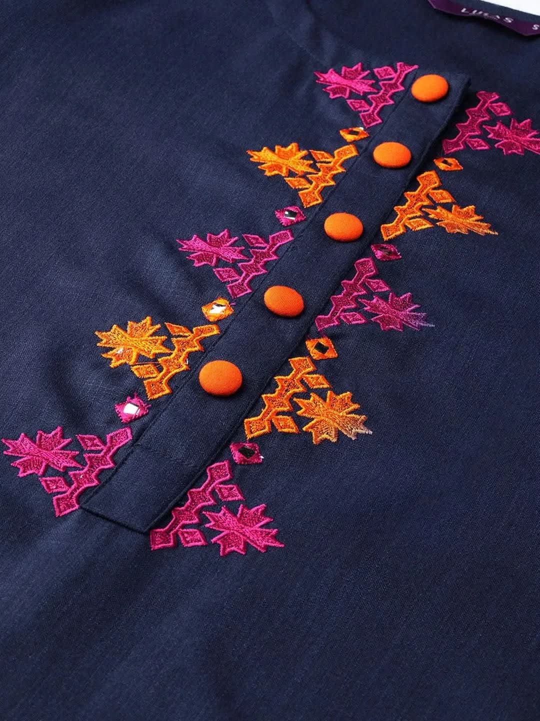 Anouk Blue Printed Cotton Kurta