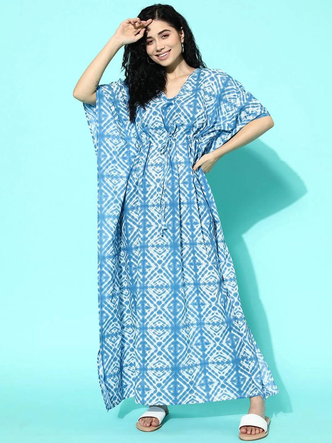 Anouk Blue Printed Cotton Nightdress