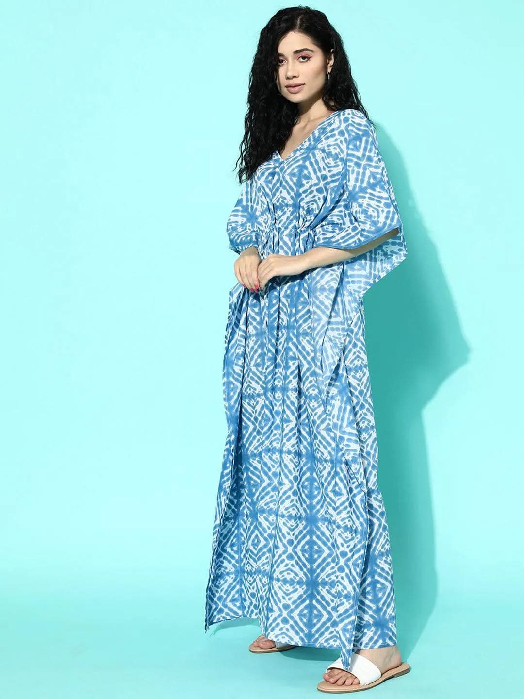 Anouk Blue Printed Cotton Nightdress