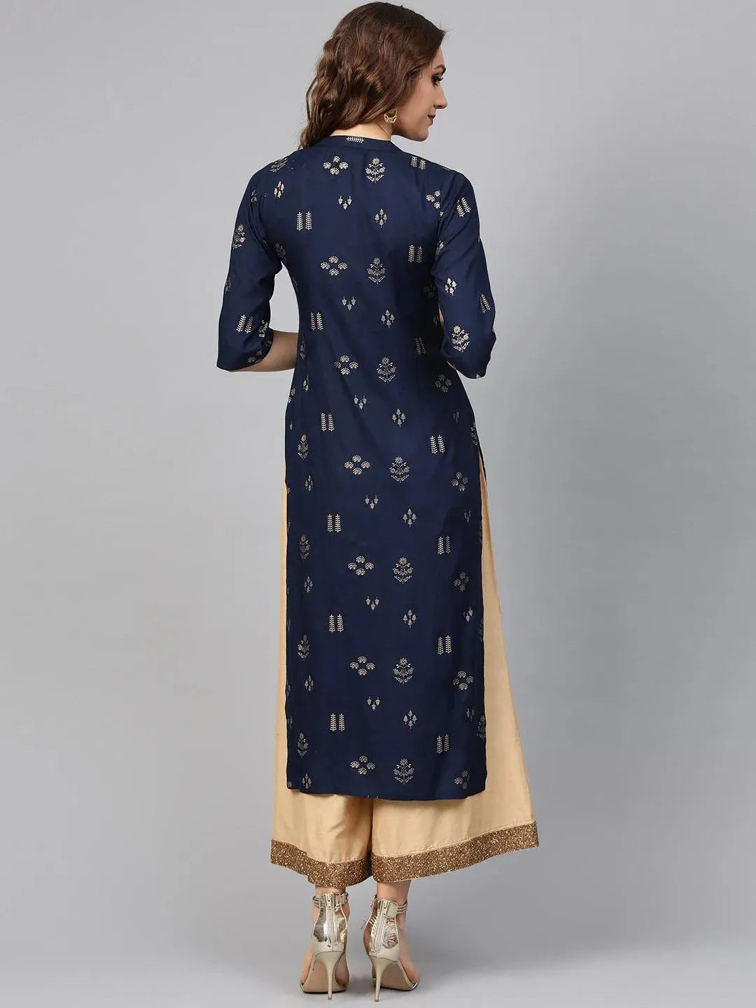 Anouk Blue Printed Rayon Kurta