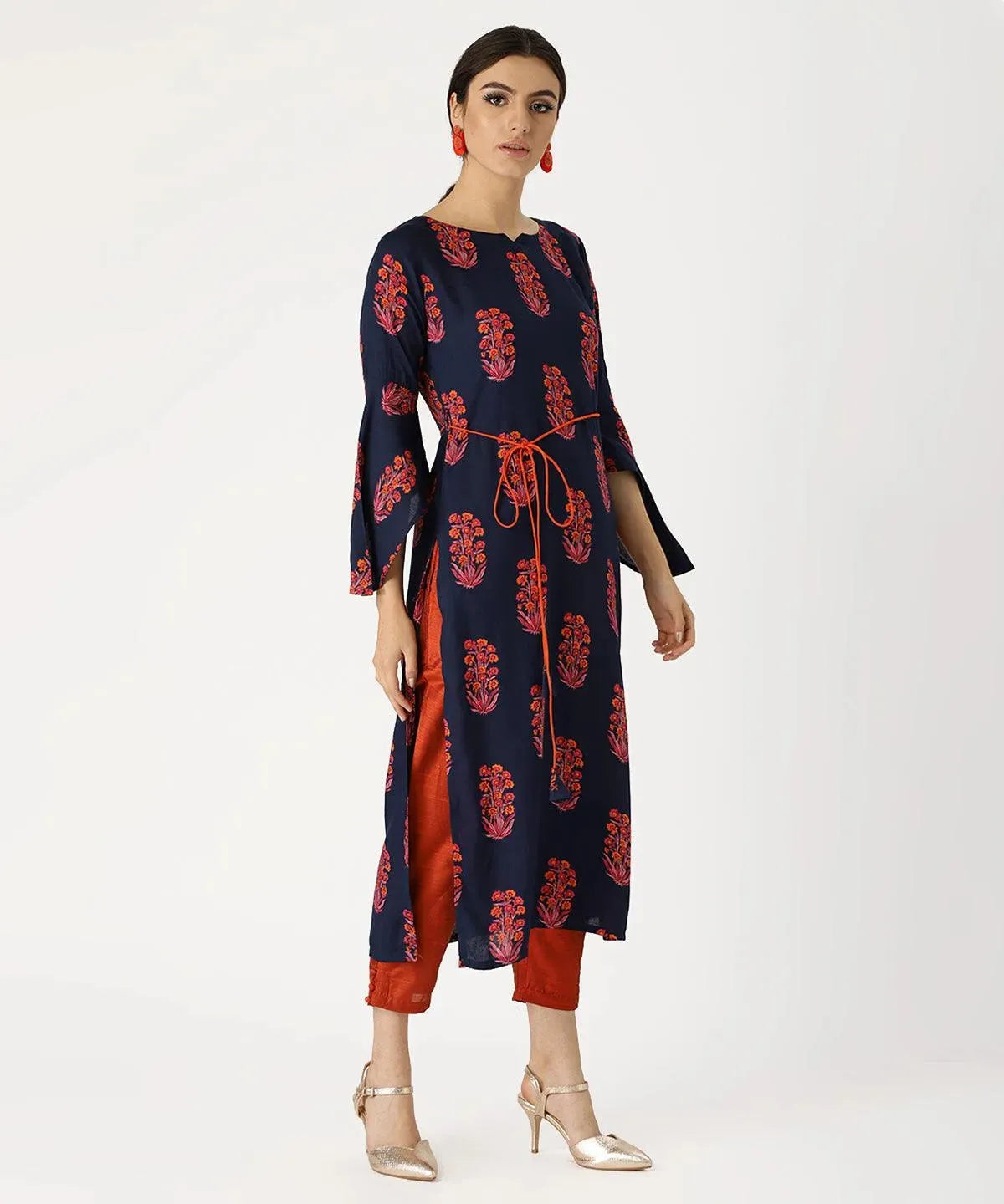 Anouk Blue Printed Rayon Kurta