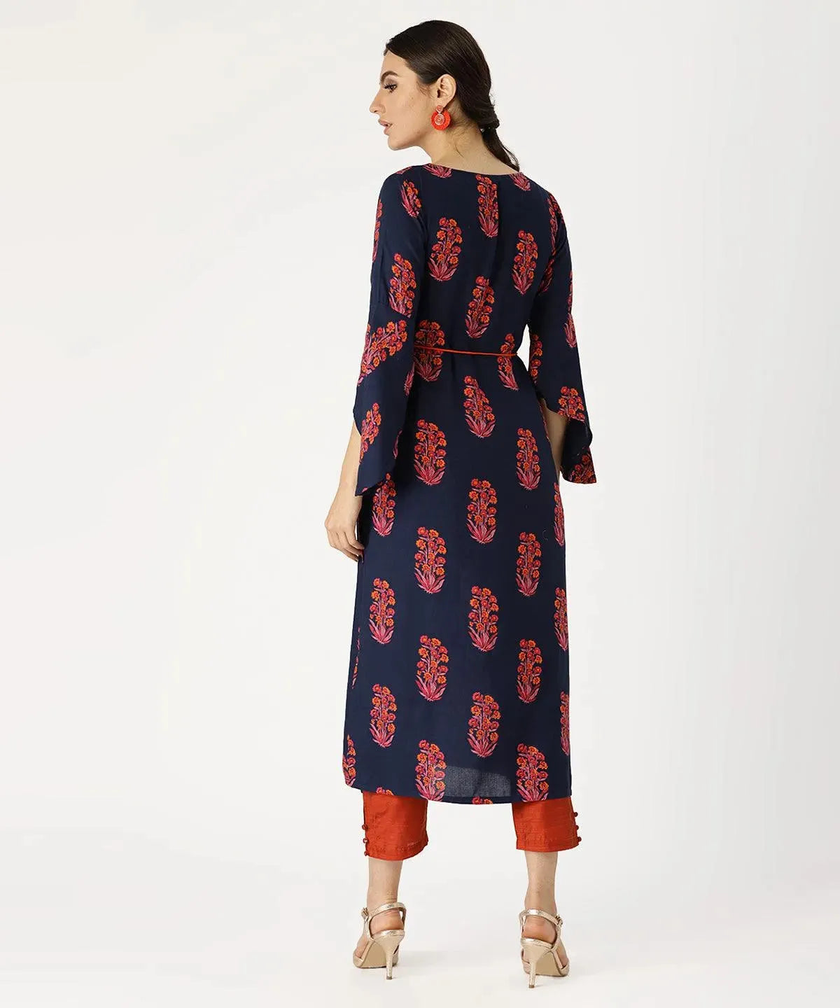 Anouk Blue Printed Rayon Kurta