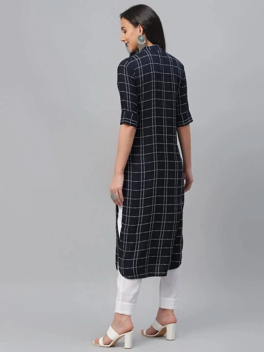 Anouk Blue Printed Rayon Kurta