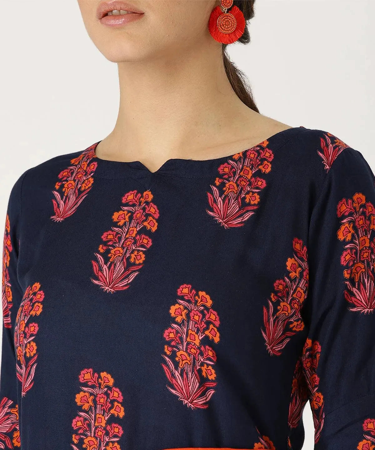 Anouk Blue Printed Rayon Kurta