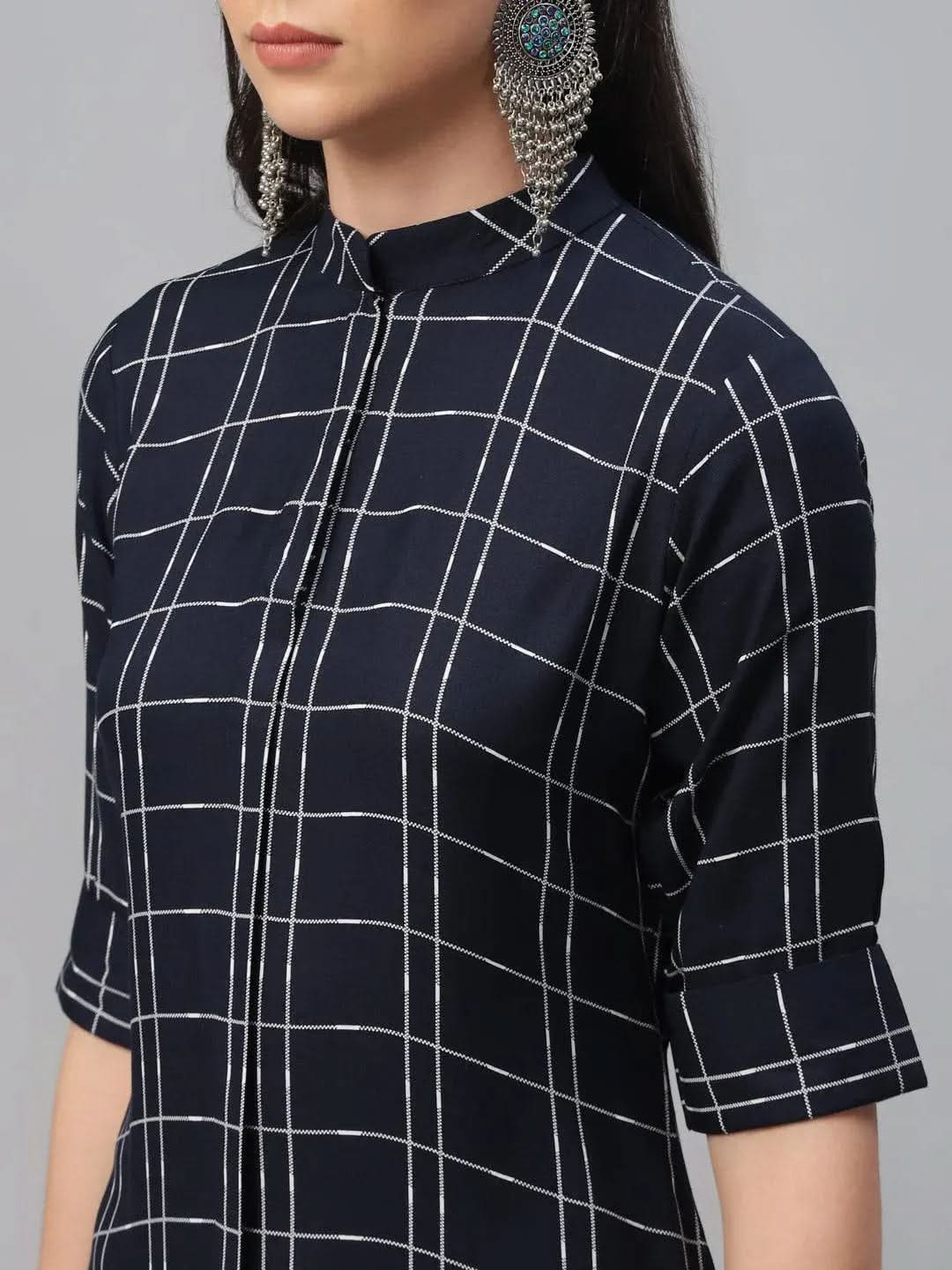 Anouk Blue Printed Rayon Kurta