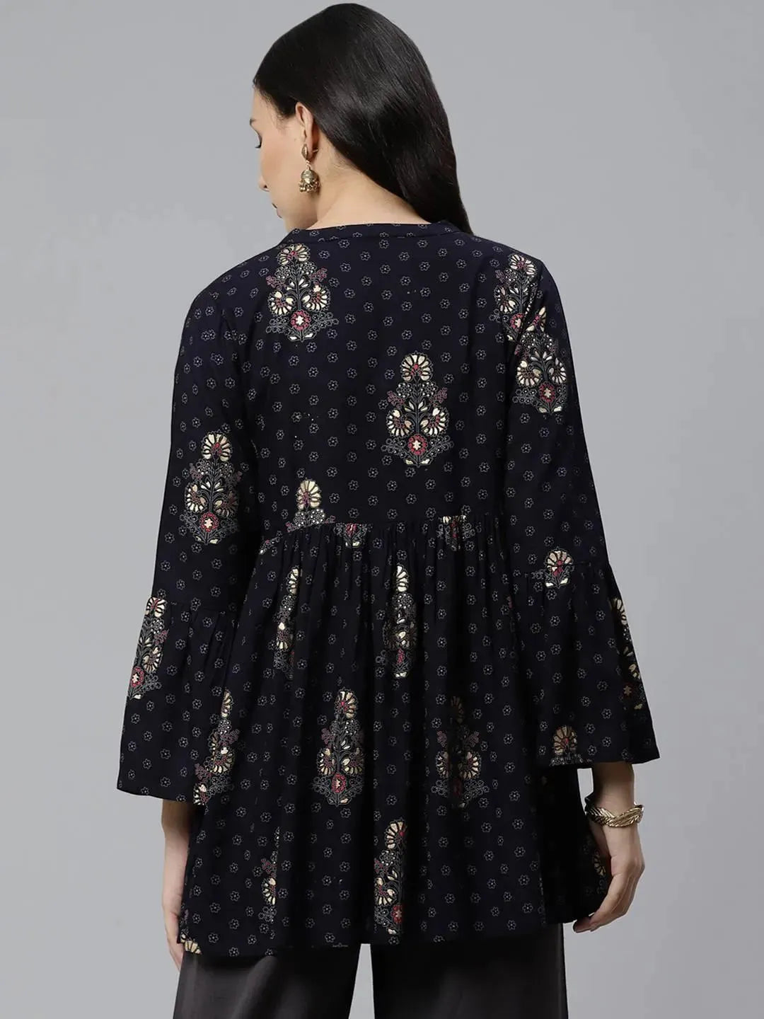 Anouk Blue Printed Rayon Kurti