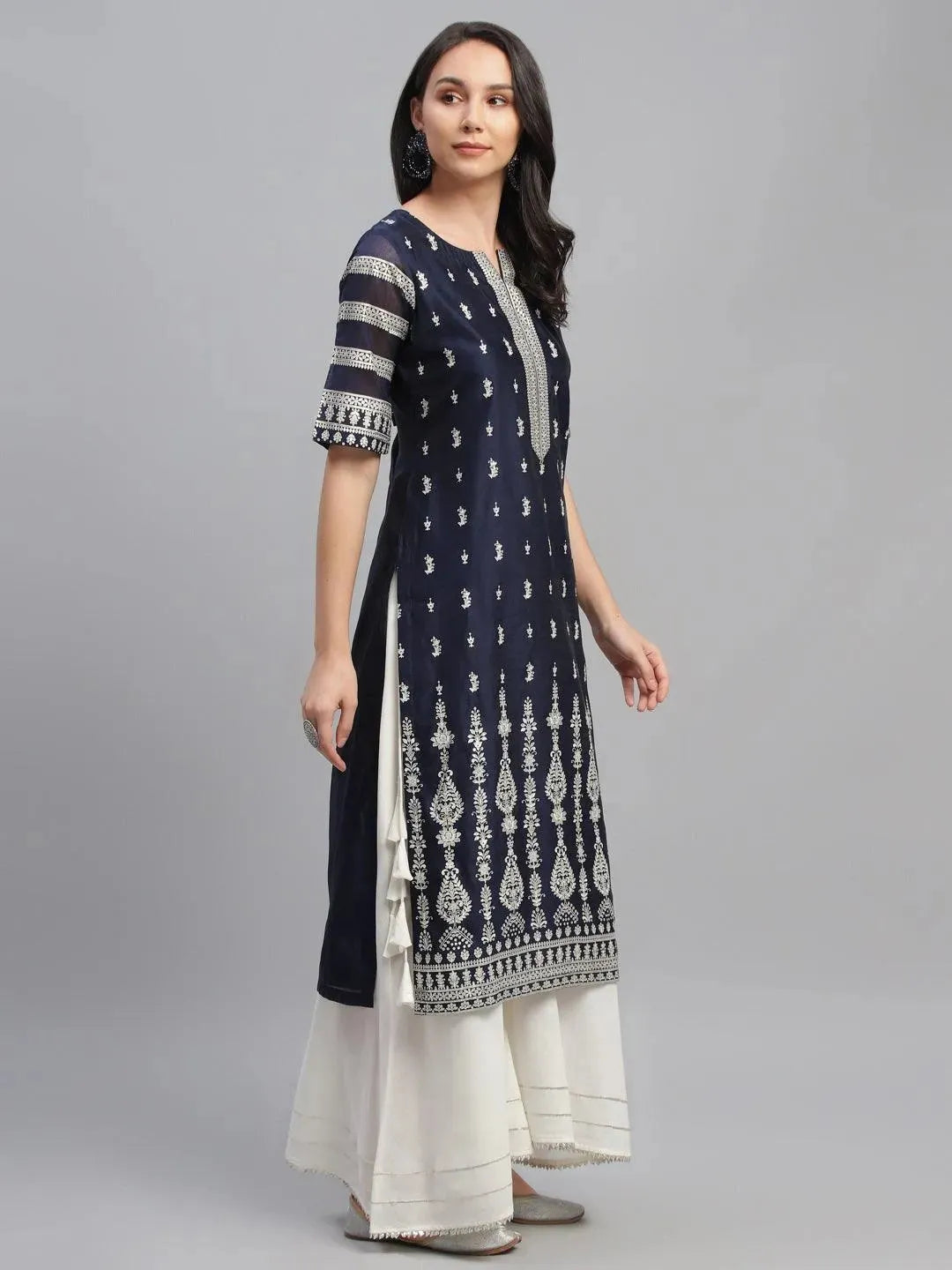 Anouk Blue Printed Shantoon Kurta