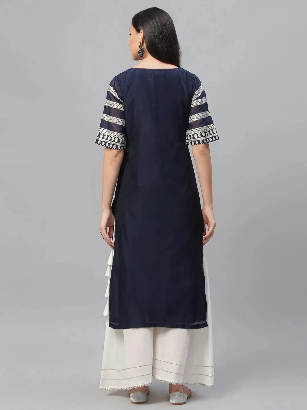 Anouk Blue Printed Shantoon Kurta
