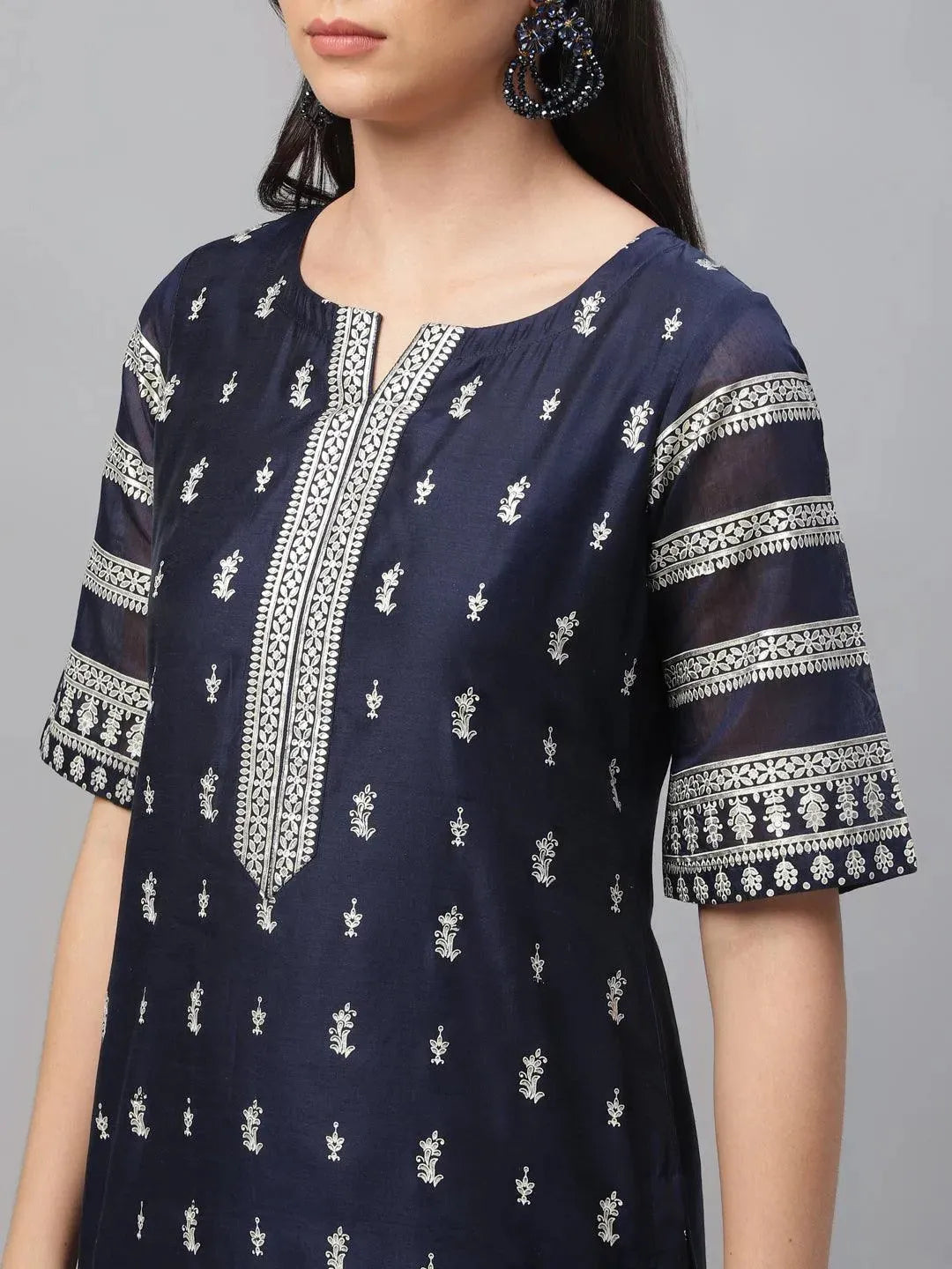 Anouk Blue Printed Shantoon Kurta