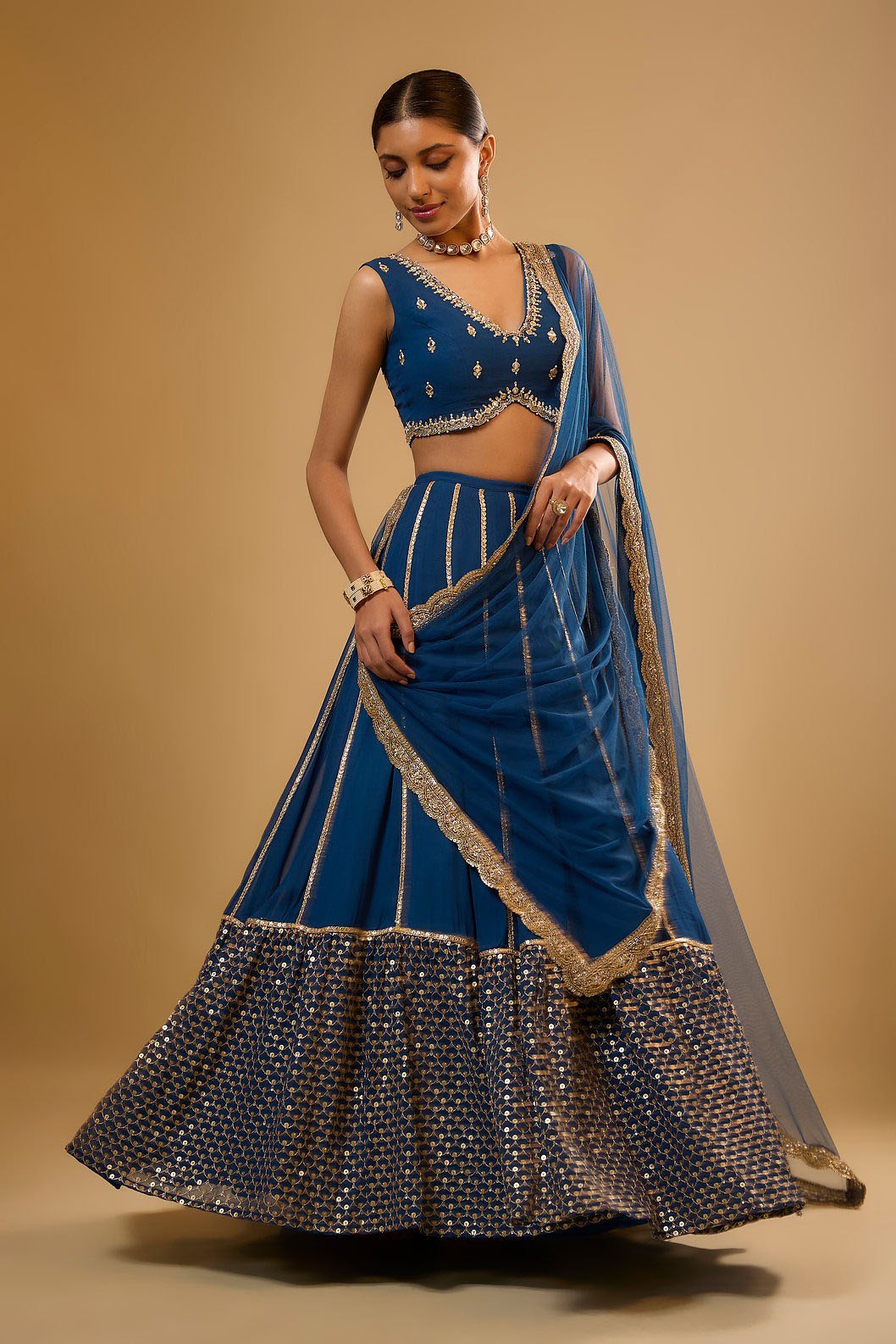 Blue Sequins & Zari Embroidered Lehenga choli