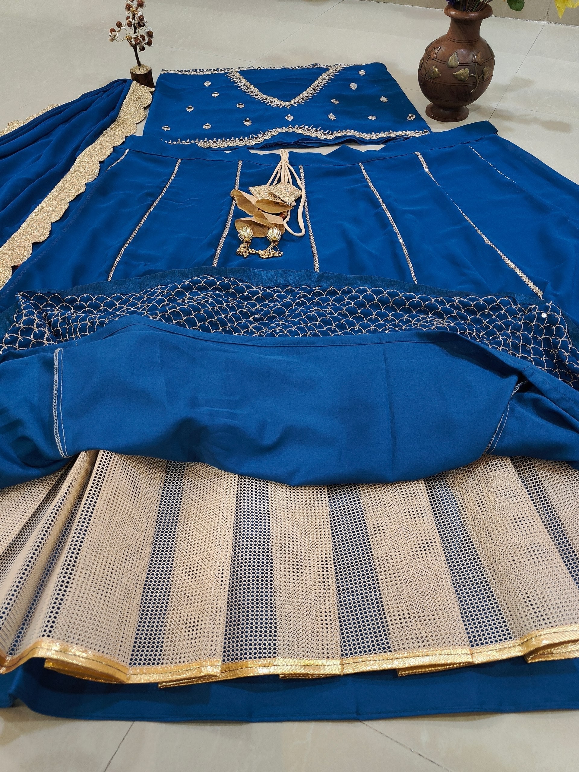 Blue Sequins & Zari Embroidered Lehenga choli