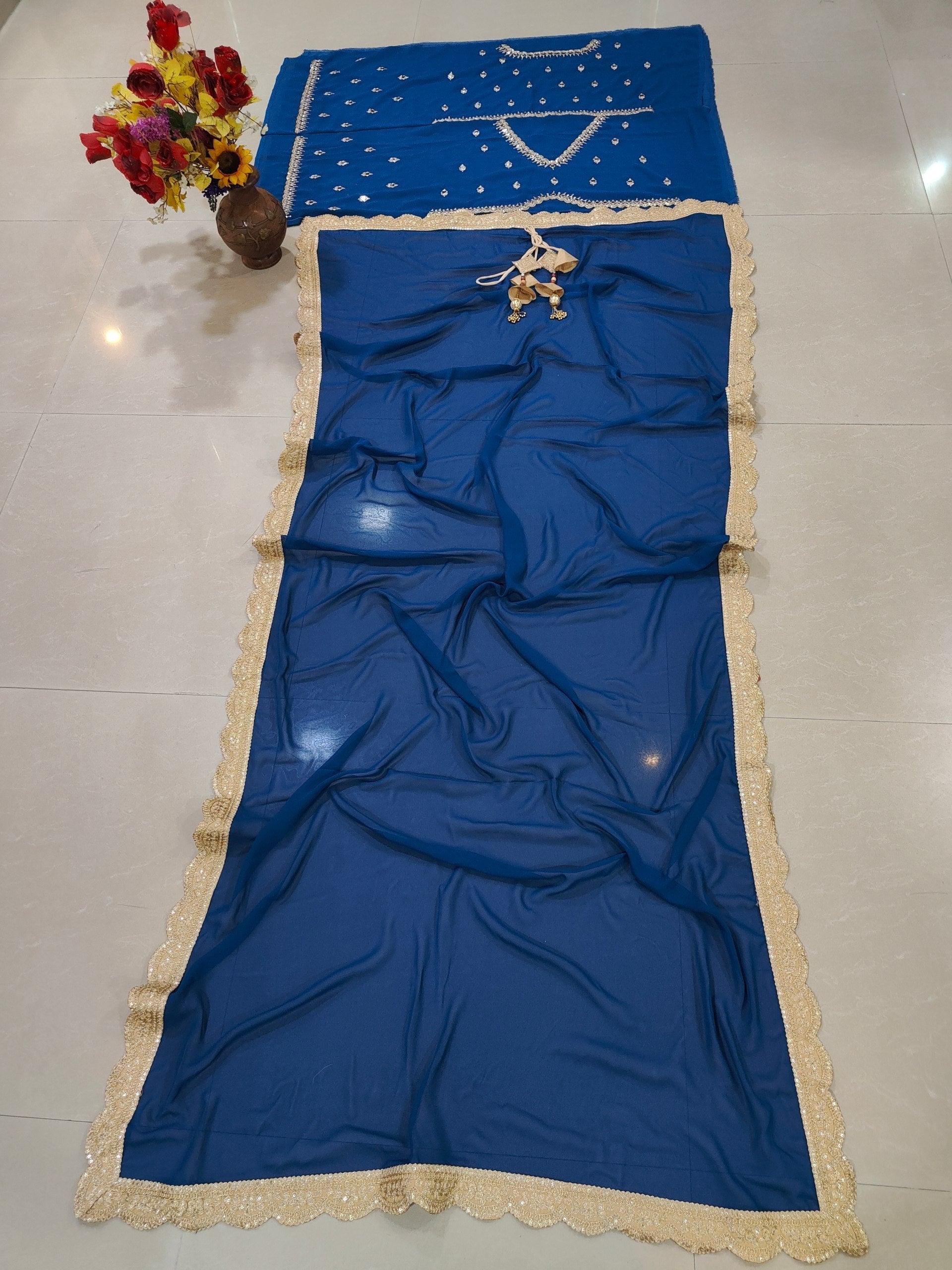 Blue Sequins & Zari Embroidered Lehenga choli