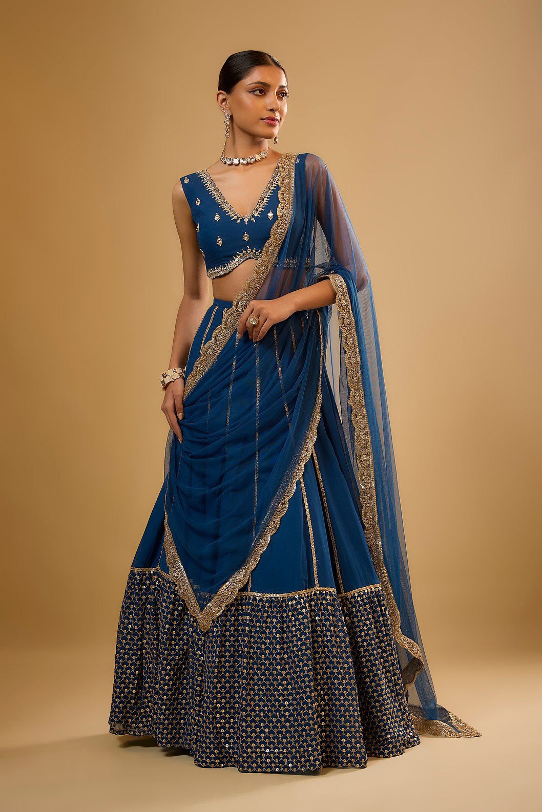 Blue Sequins & Zari Embroidered Lehenga choli