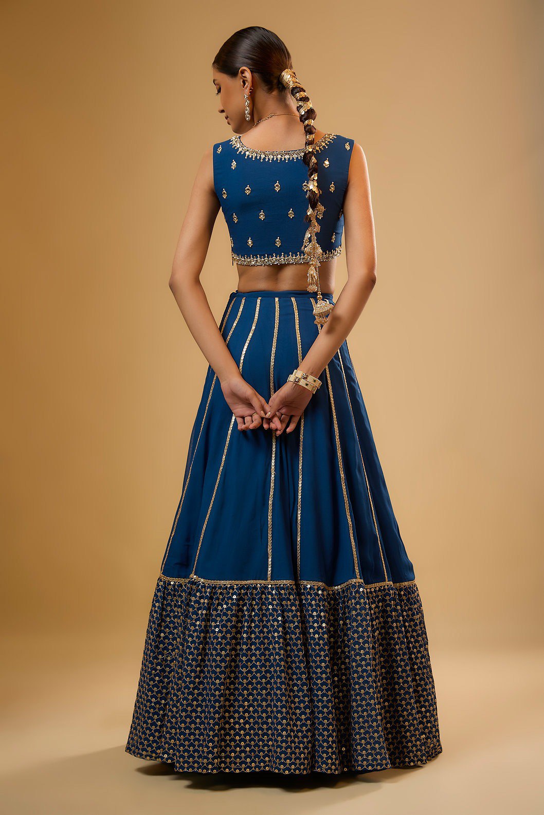 Blue Sequins & Zari Embroidered Lehenga choli