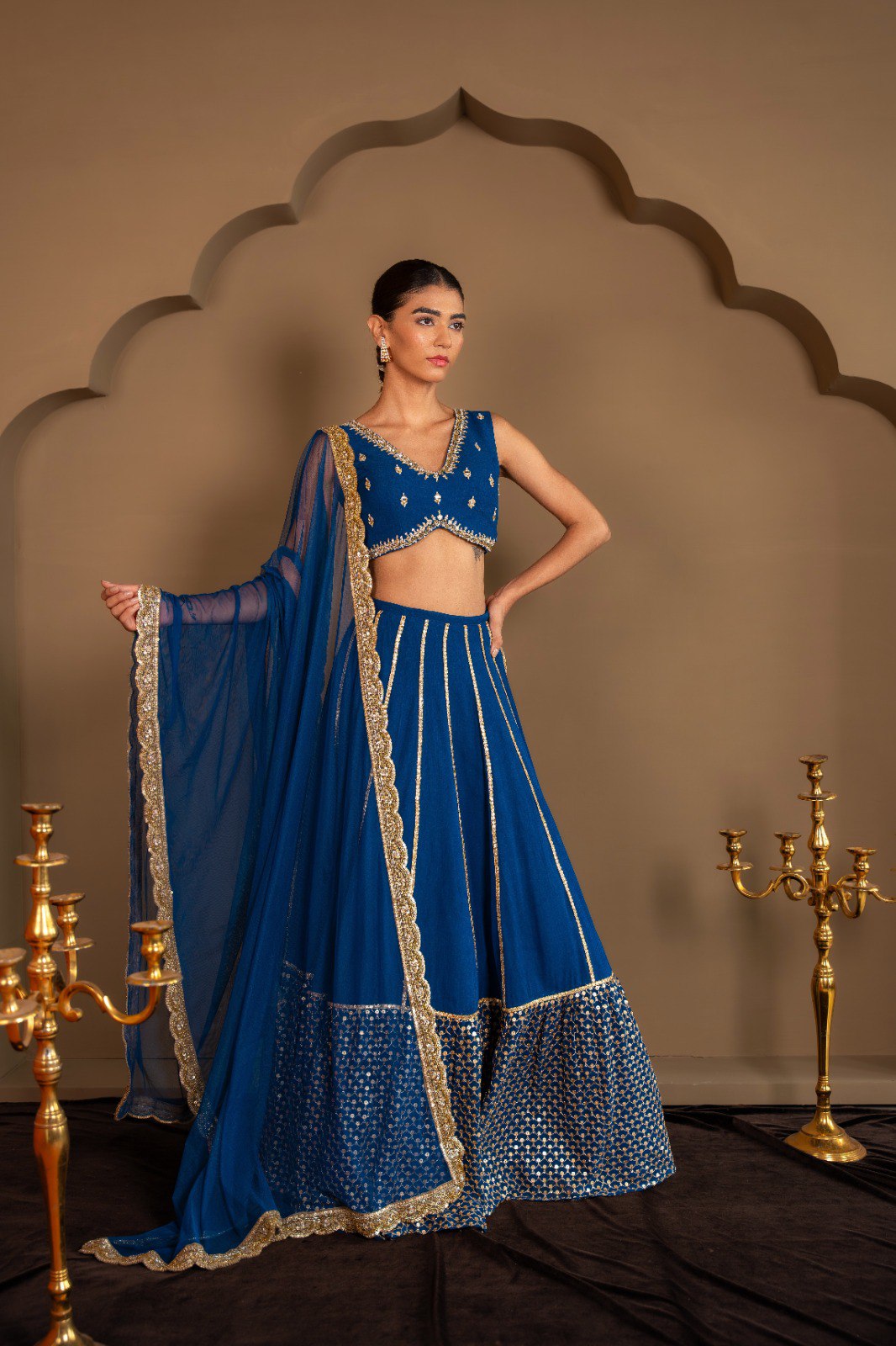 Blue Sequins & Zari Embroidered Lehenga choli