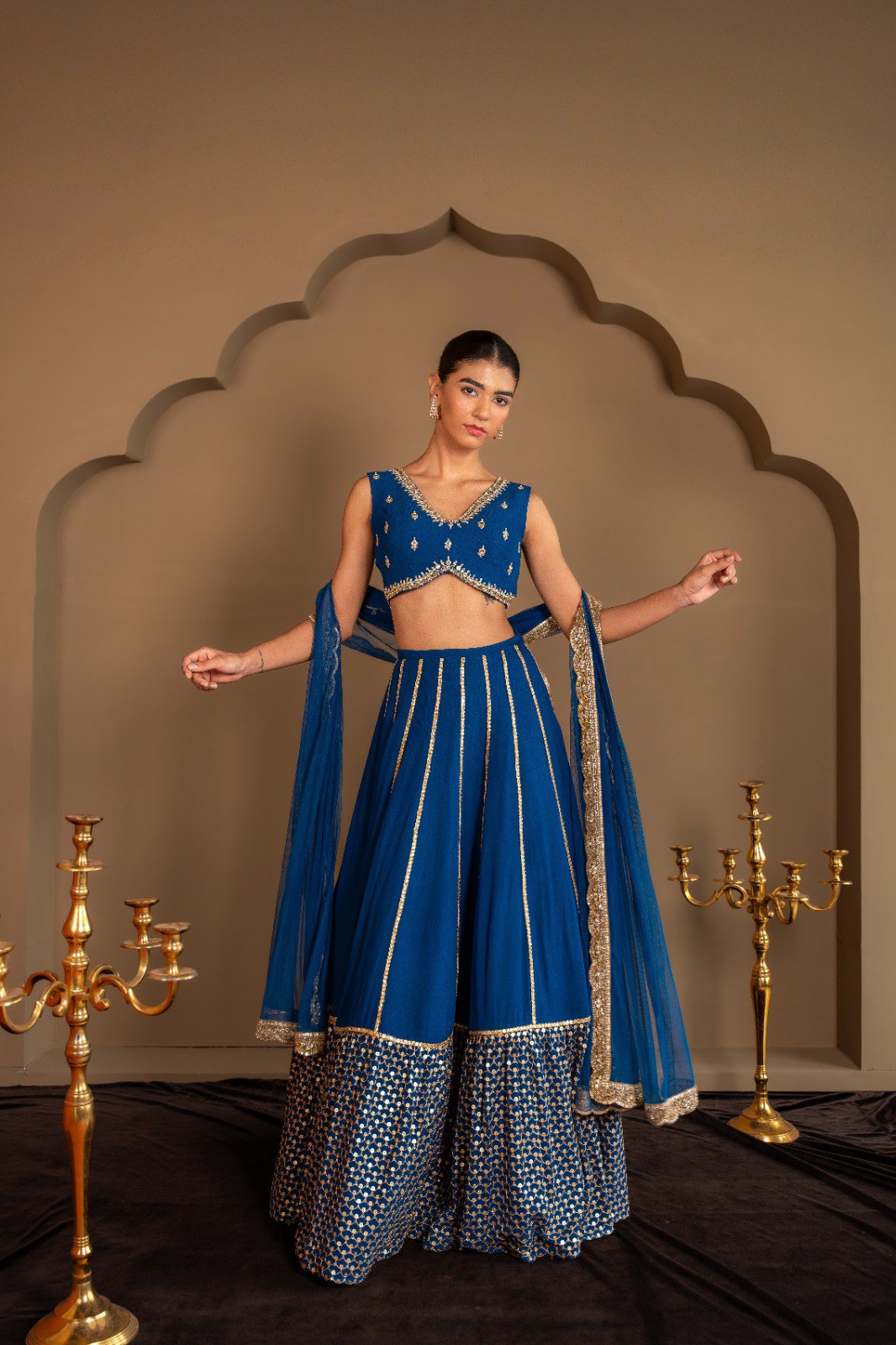Blue Sequins & Zari Embroidered Lehenga choli