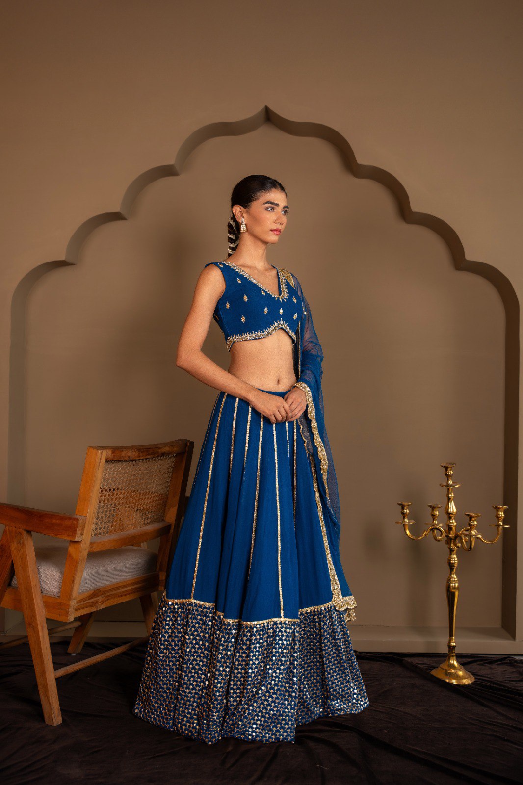 Blue Sequins & Zari Embroidered Lehenga choli