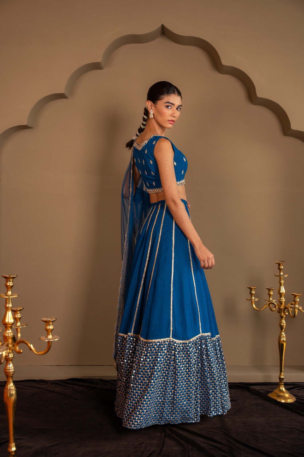 Blue Sequins & Zari Embroidered Lehenga choli