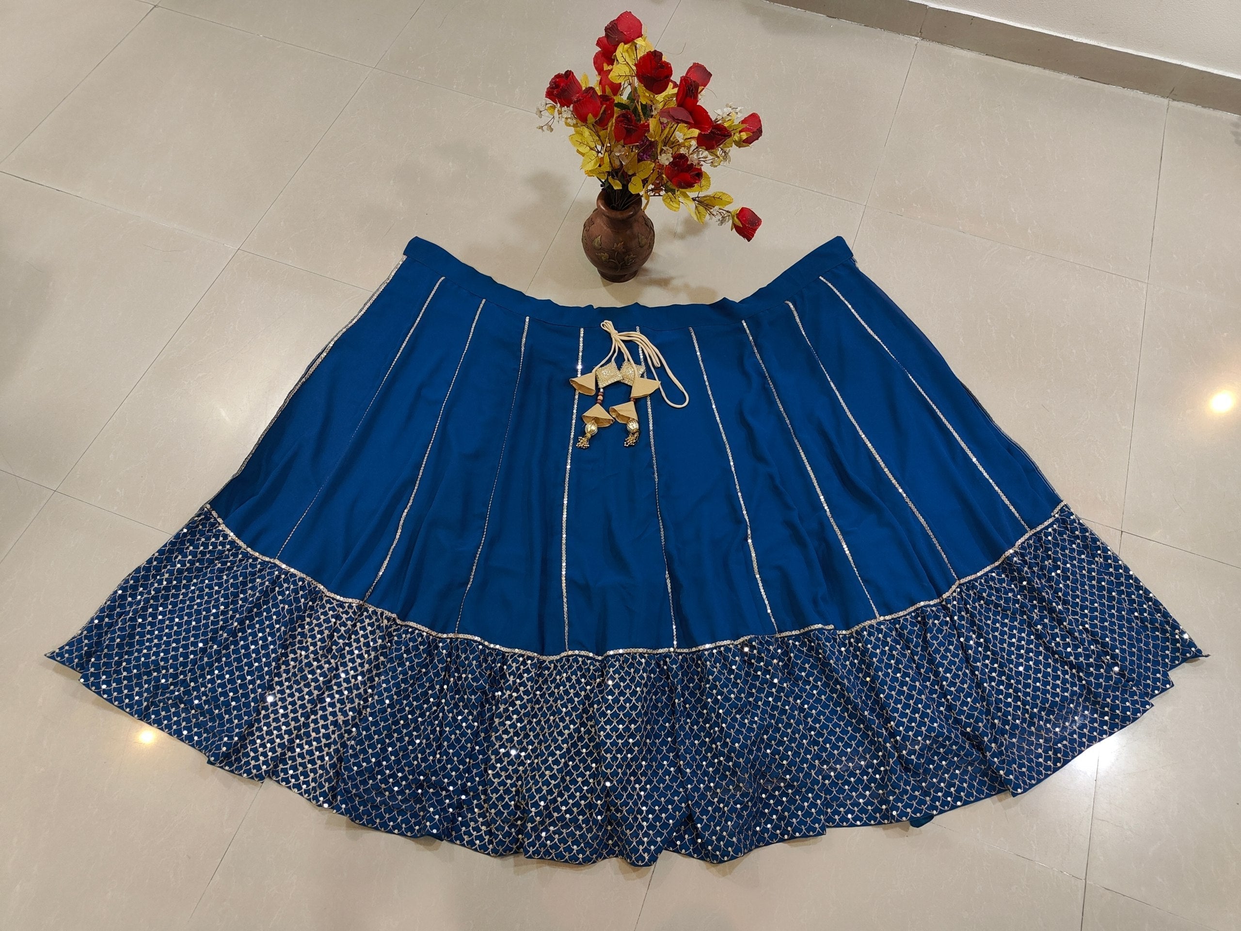 Blue Sequins & Zari Embroidered Lehenga choli