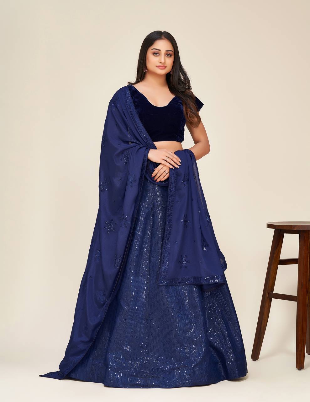 Blue Shine Bright in This Stunning Two-Tone Lehenga Set
