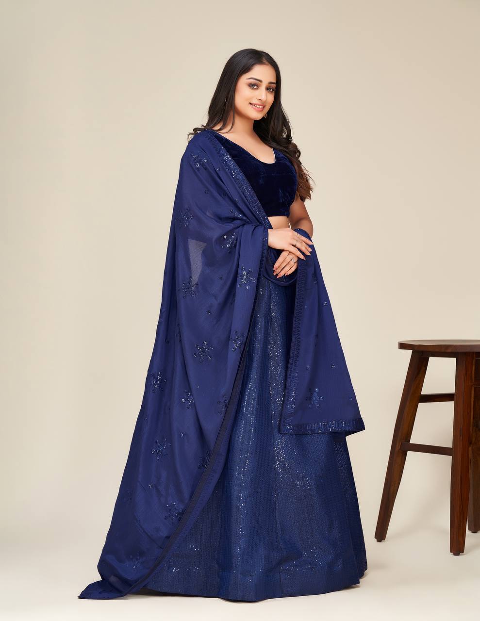 Blue Shine Bright in This Stunning Two-Tone Lehenga Set