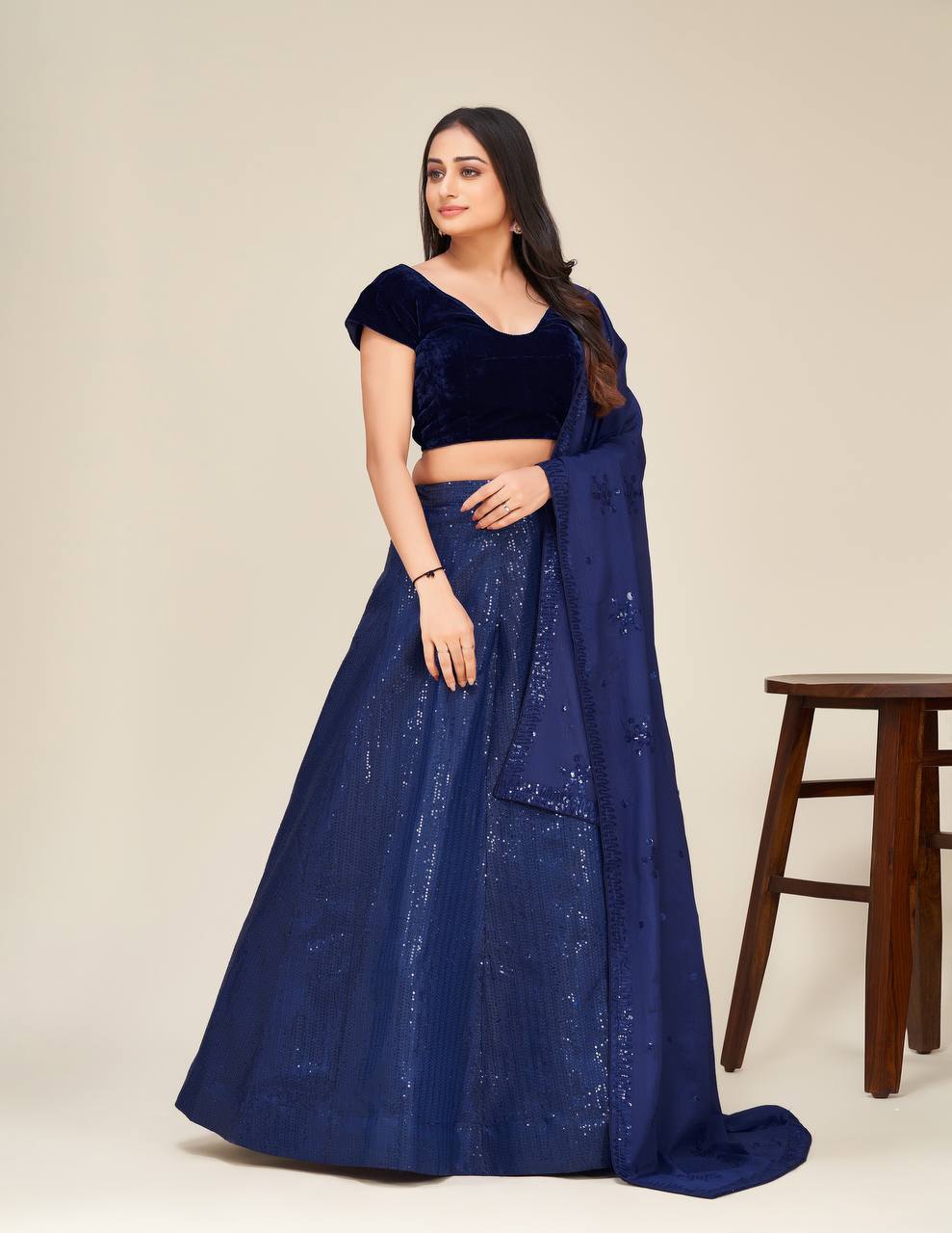Blue Shine Bright in This Stunning Two-Tone Lehenga Set