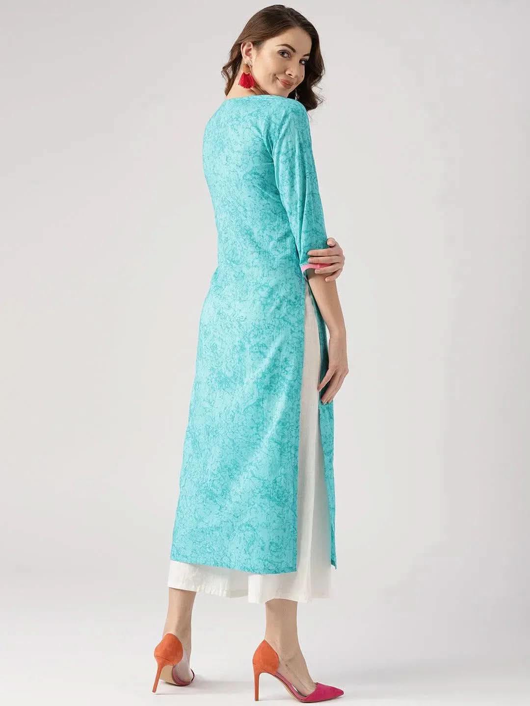 Anouk Blue Woven Design Cotton Kurta