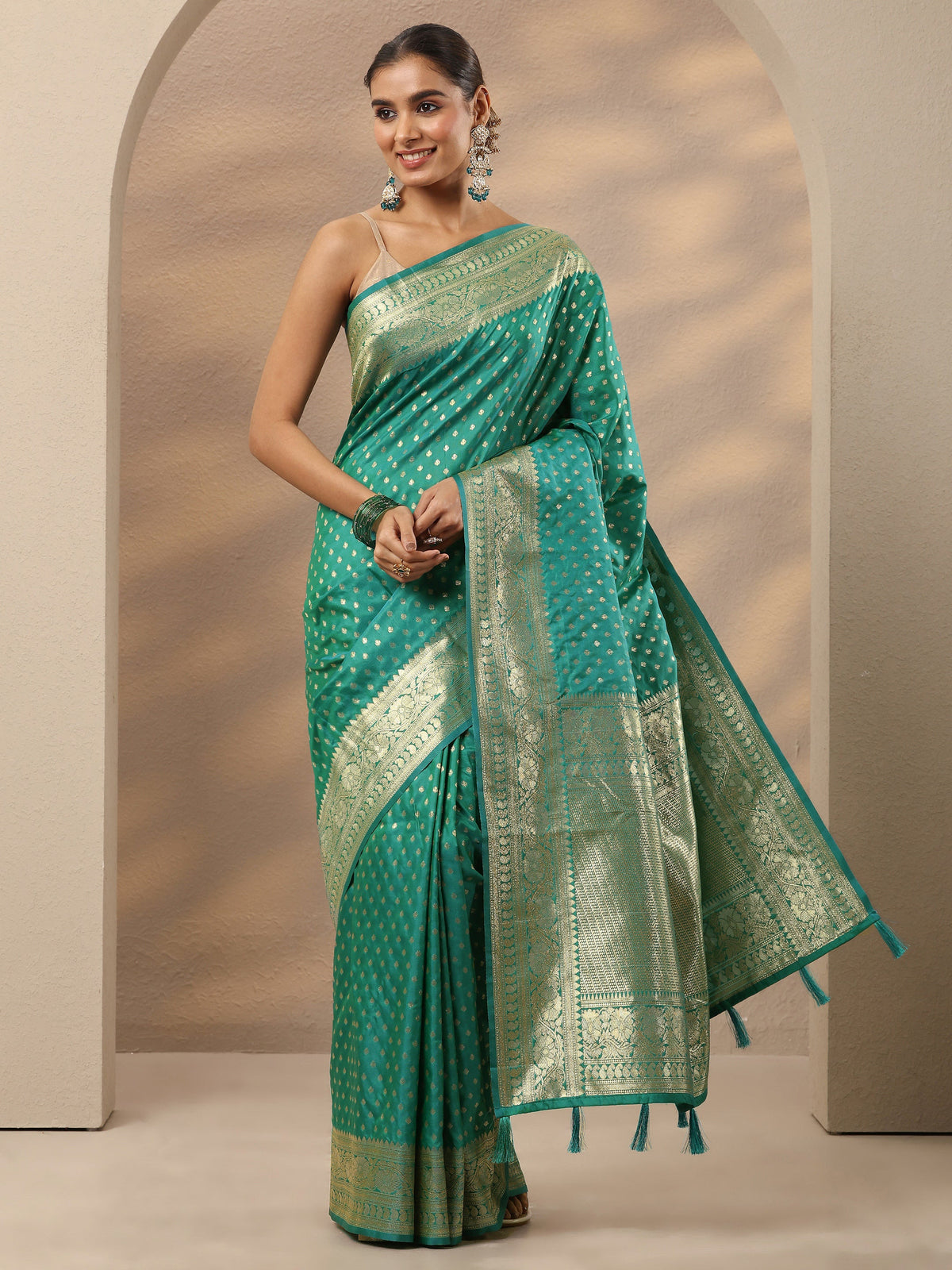 Anouk Blue Woven Design Silk Blend Saree With Unstitched Blouse Piece
