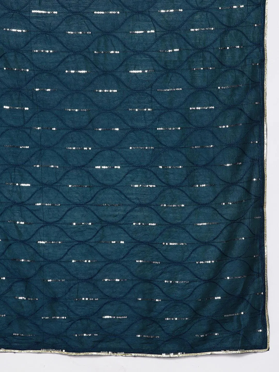 Anouk Blue Yoke Design Silk Blend Straight Suit With Dupatta