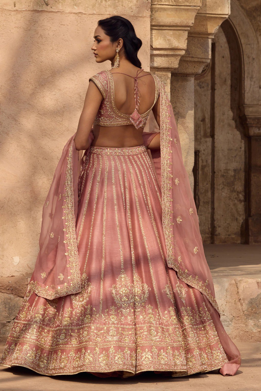 Blush pink Fancy Zari Sequin Embroidered Lehenga Set