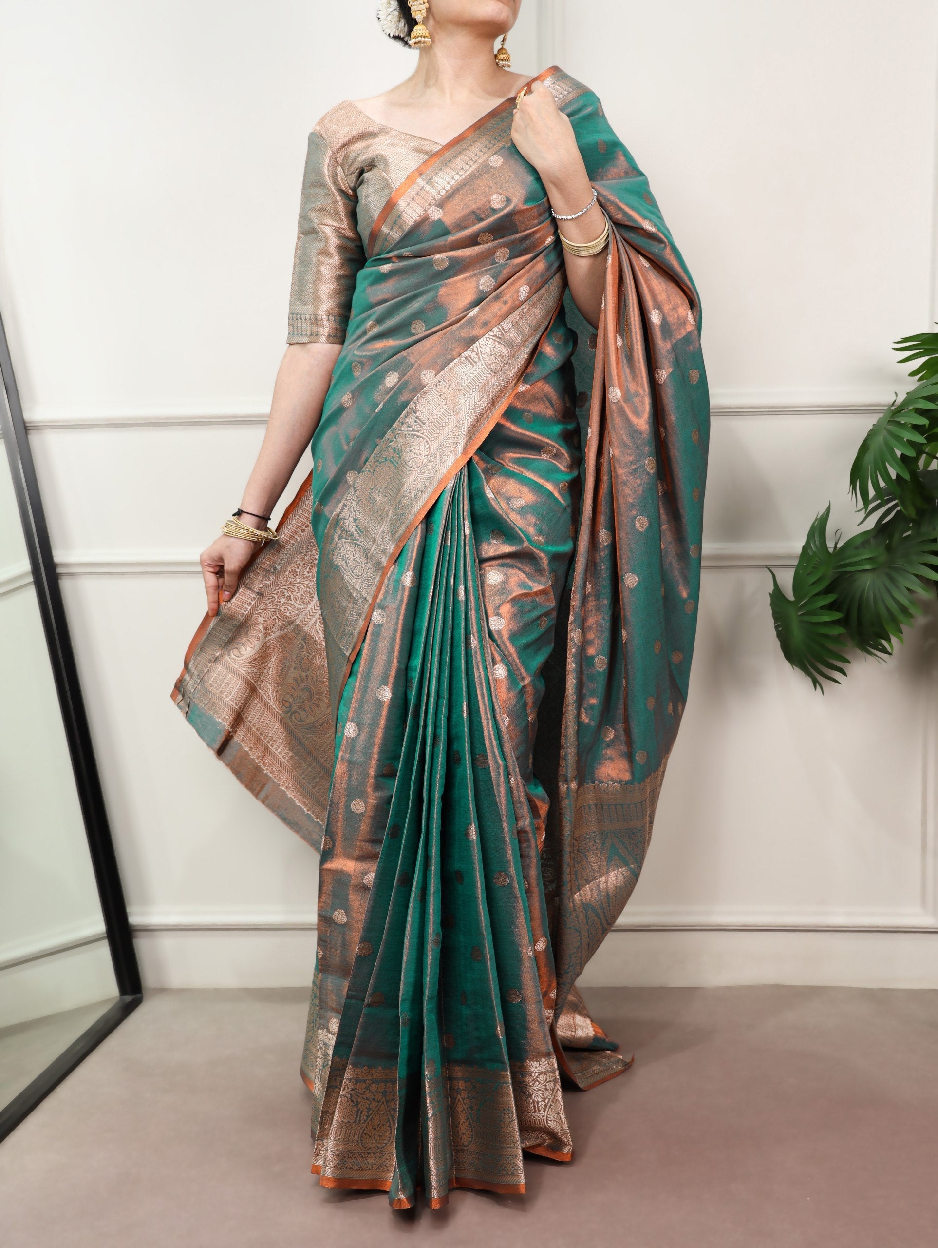 Bottle Green Traditional Kasavu Saree