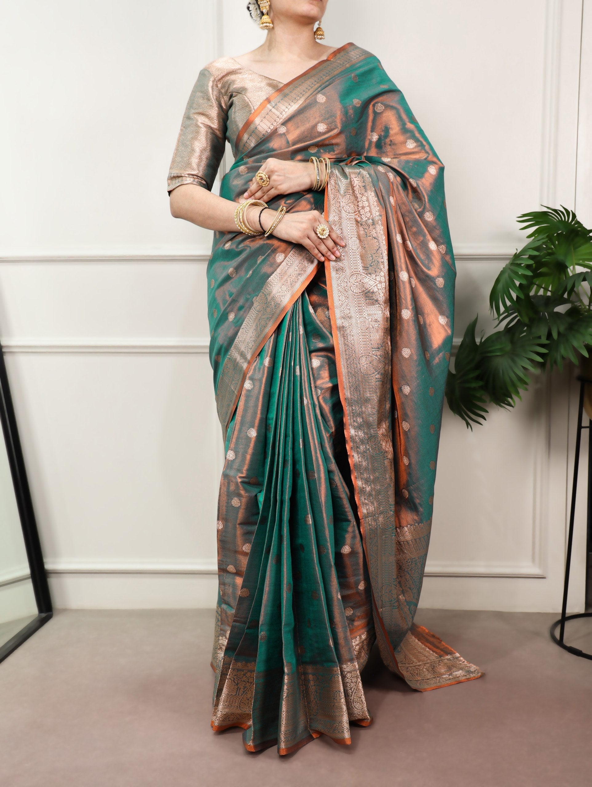 Bottle Green Traditional Kasavu Saree