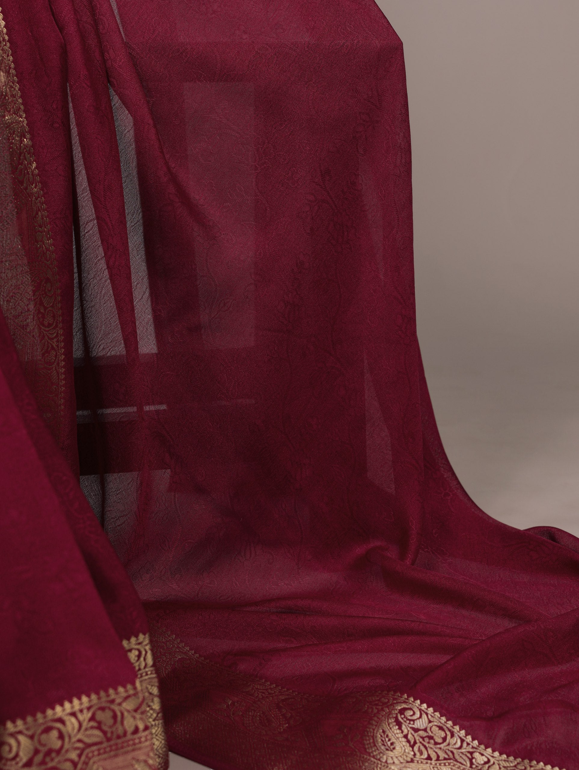 Burgundy Elegant Mass Mello Zari Weaving Saree with Matching Unstitched Blouse – Premium Party & Festive Wear