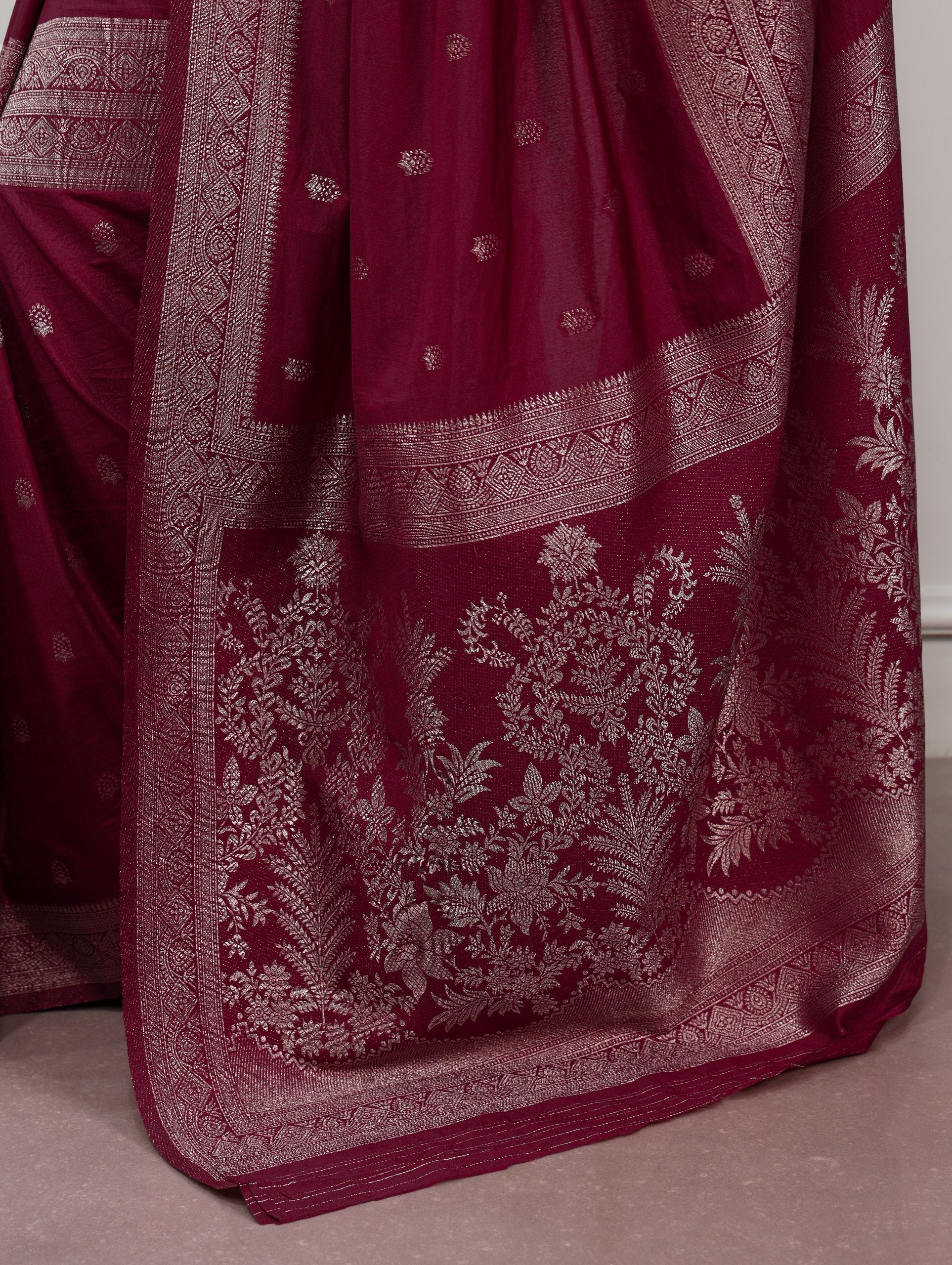 Burgundy Mysore Zari Weaving Saree