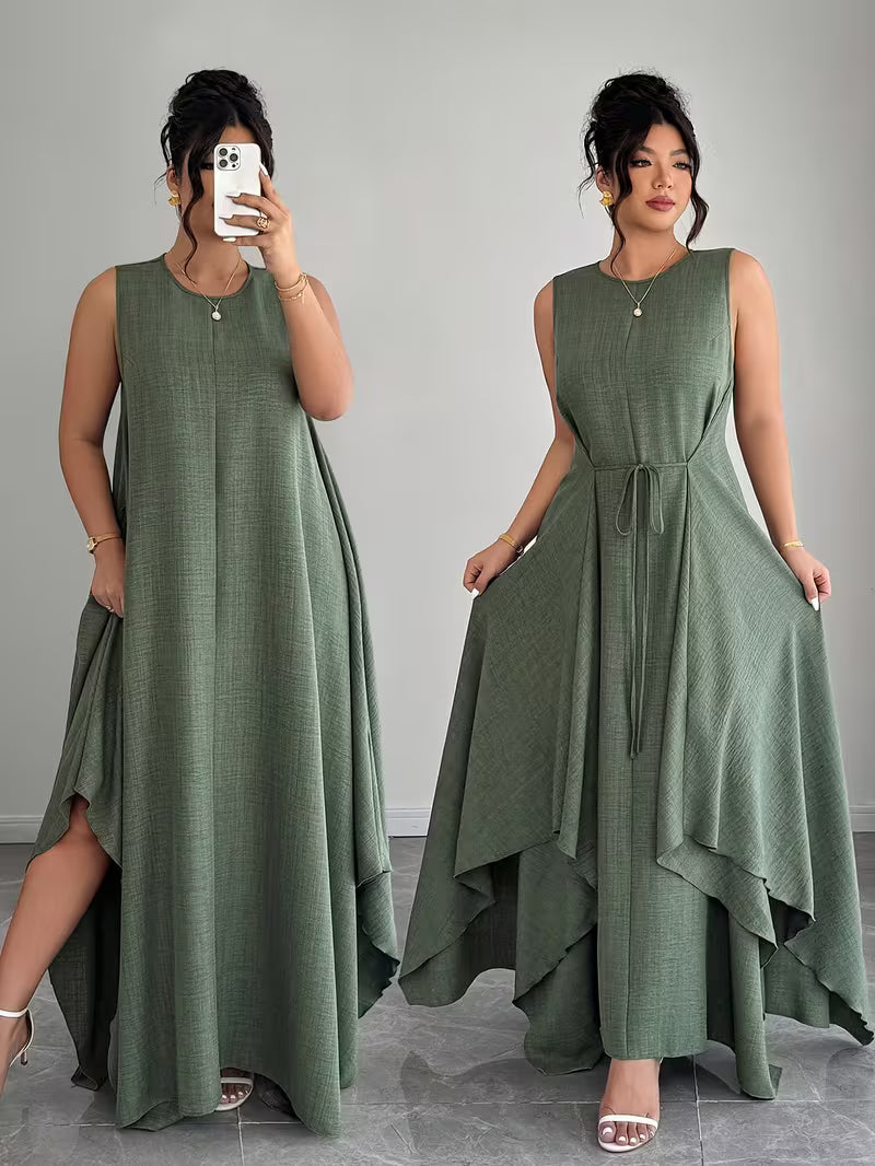 Elegant Tie-Belt A-Line Dress💖