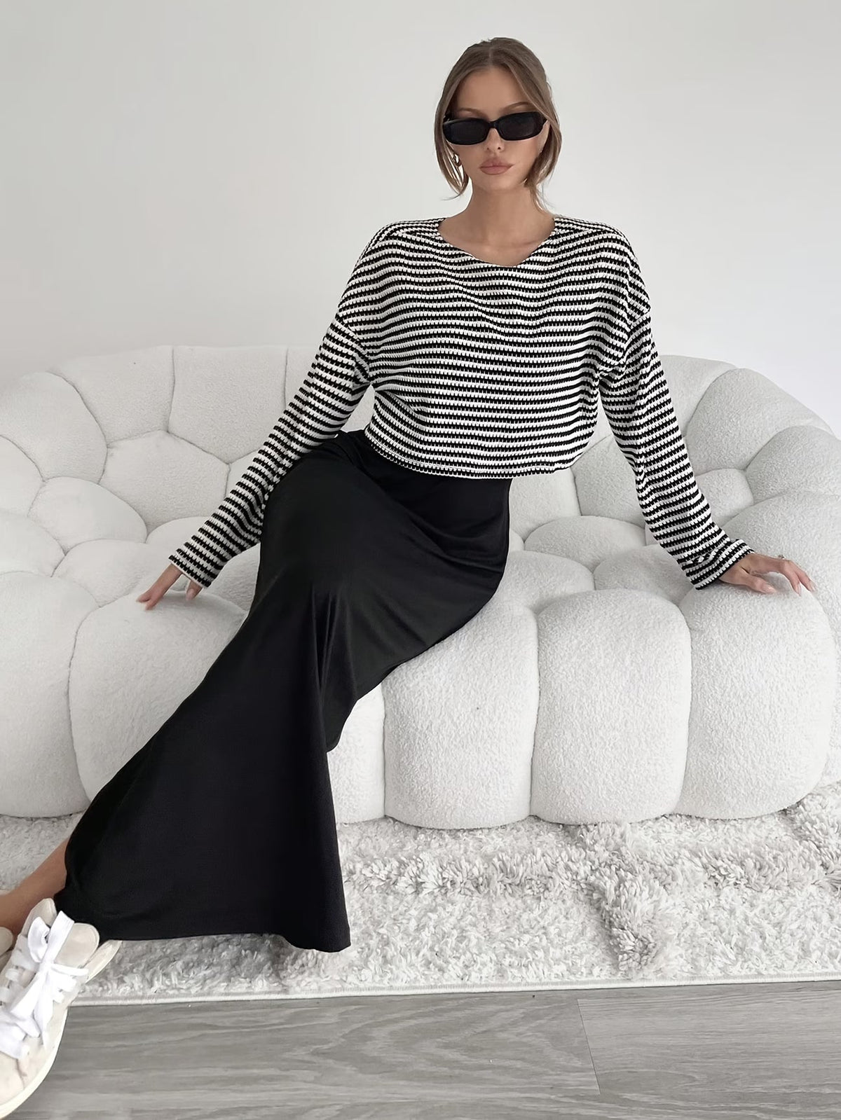 Chic Layered Stripe Dress Set