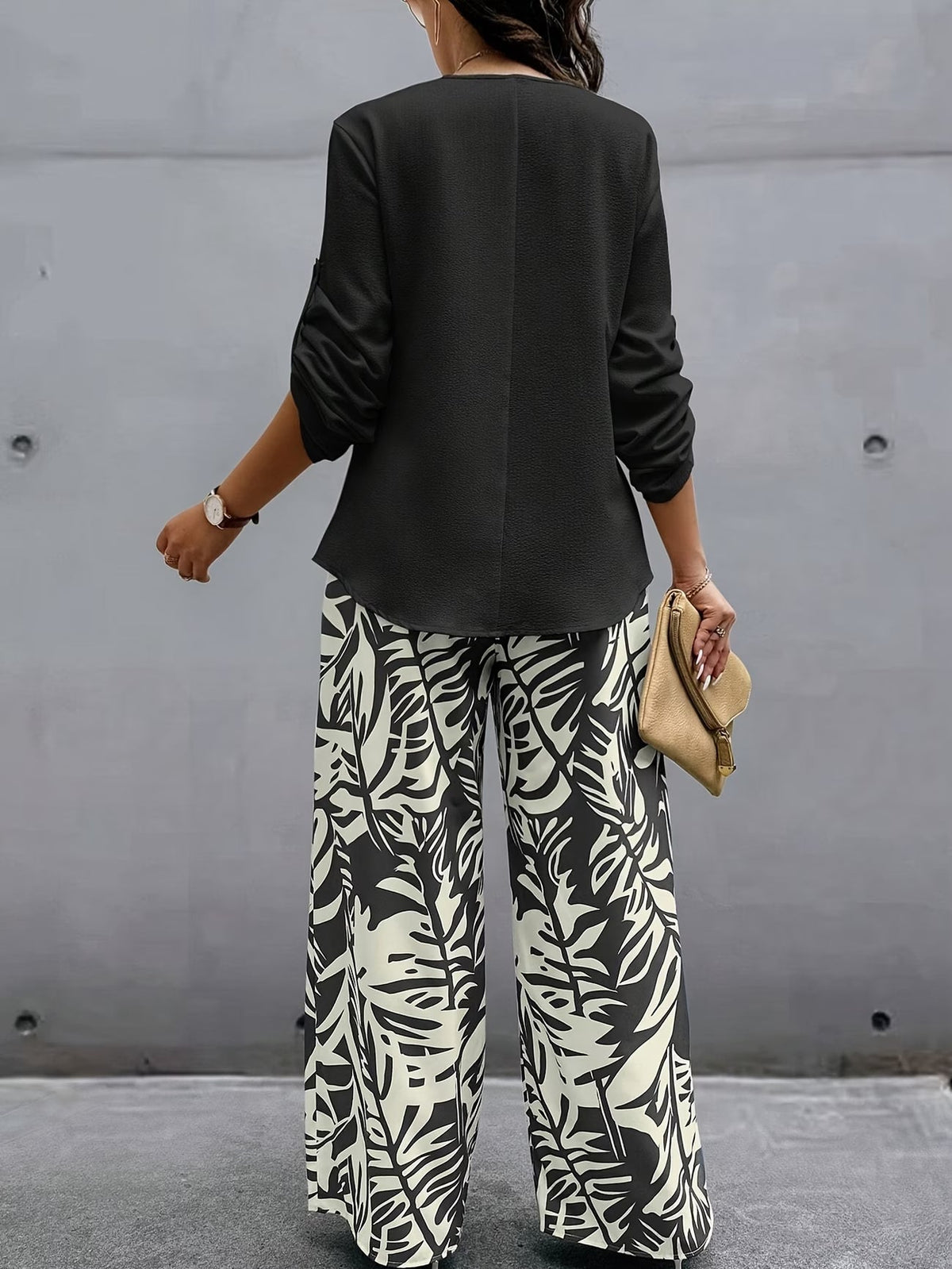 Elegant Long Sleeve Top + Pants Set Spring-Summer