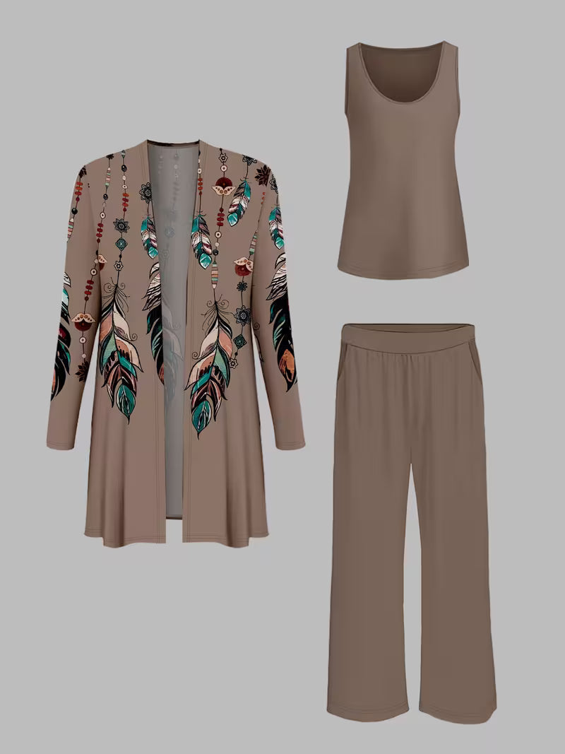 Women’s 3pcs Cardigan, Vest & Pants Fashion Set