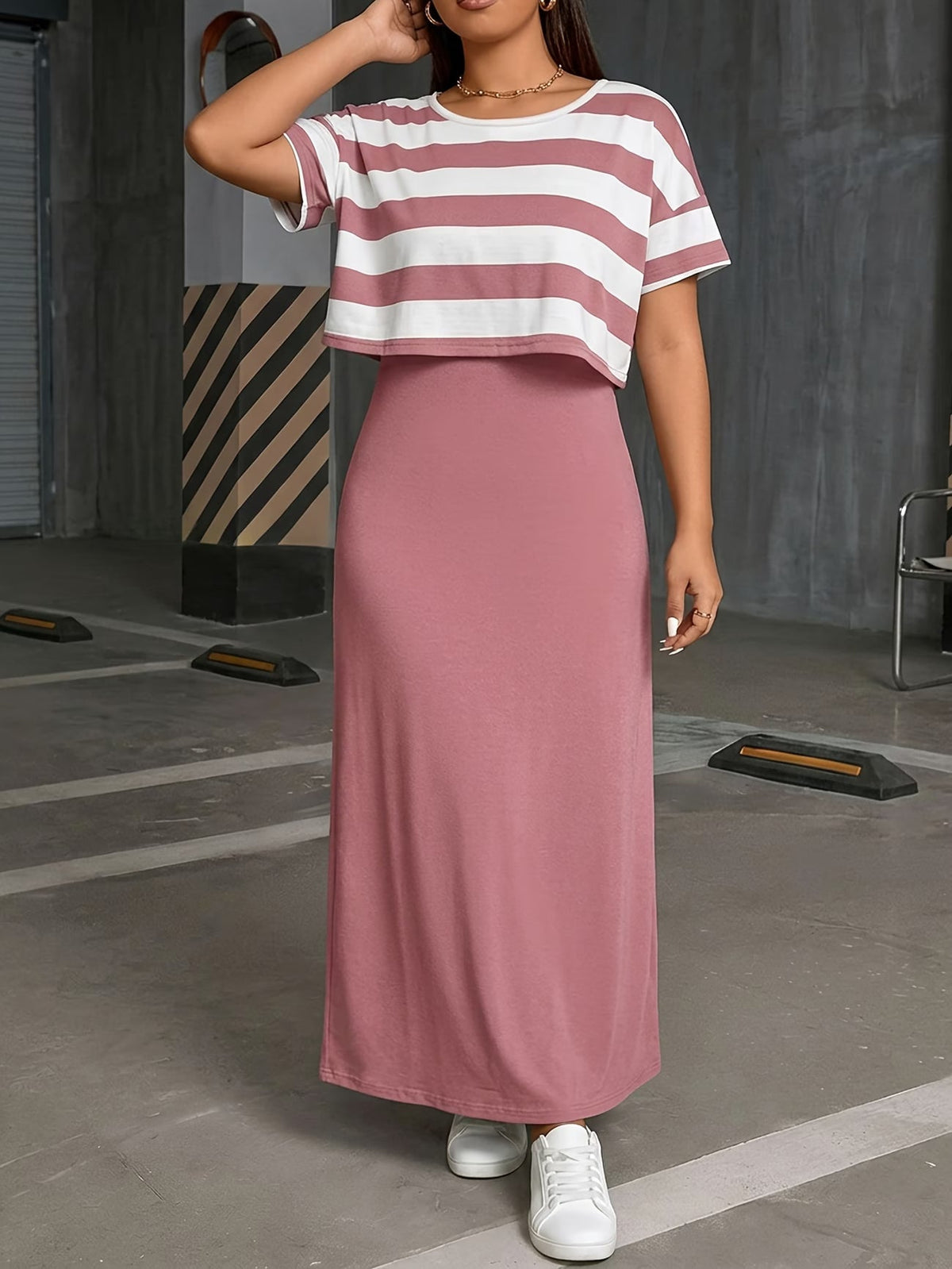 Chic Layered Stripe Dress Set