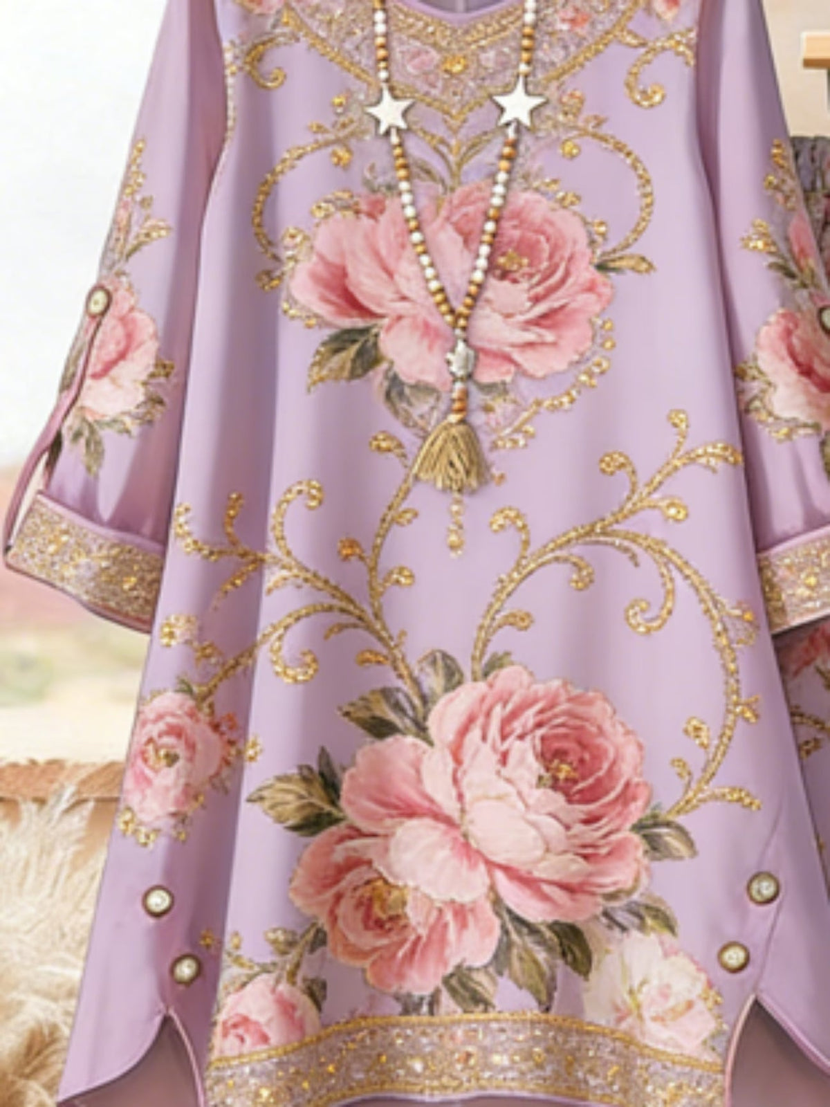 Elegant Botanical Print 2-Piece Women’s Co-Ord Set