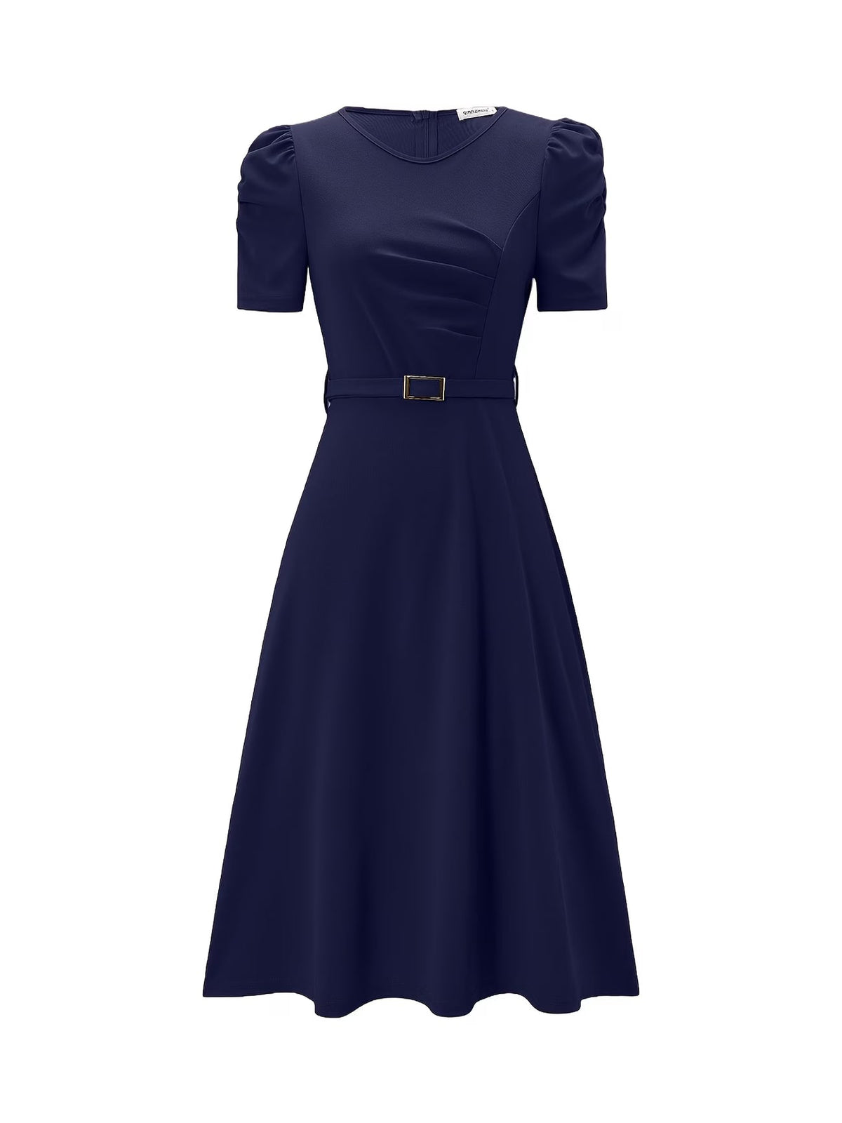 Women's Elegant V-Neck Ruffle Midi Dress with Waist Belt