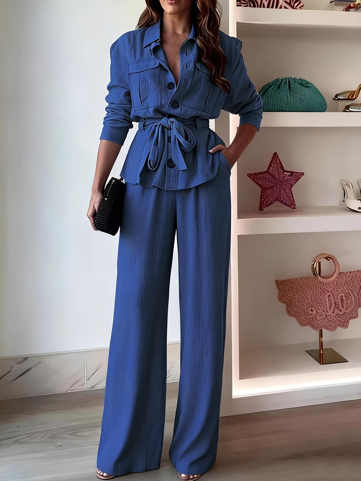 Chic Drawstring Wide-Leg Co-Ord Set