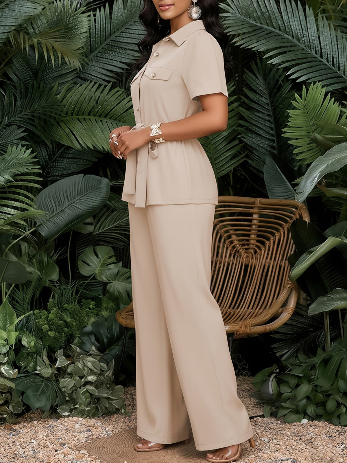 Chic Drawstring Wide-Leg Co-Ord Set
