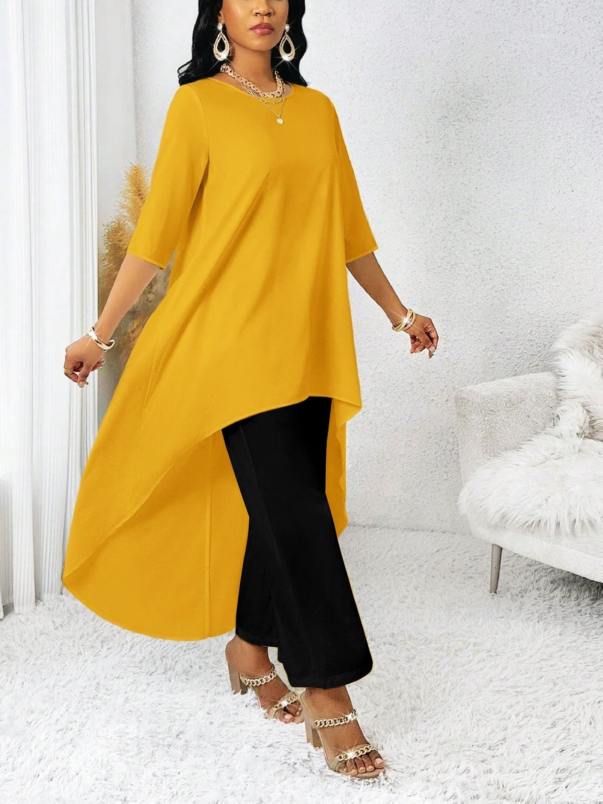Multi-Color Irregular Hem Dress-Top for Women