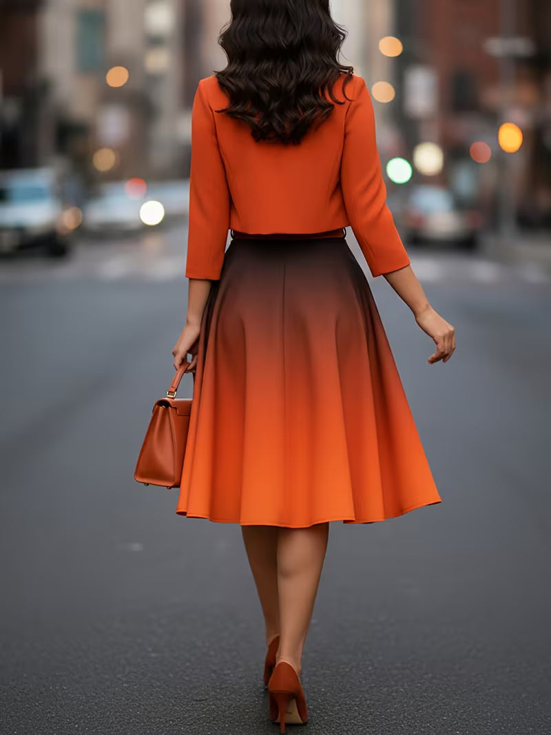 Women’s Gradient Dress with Cardigan Two-Piece Set