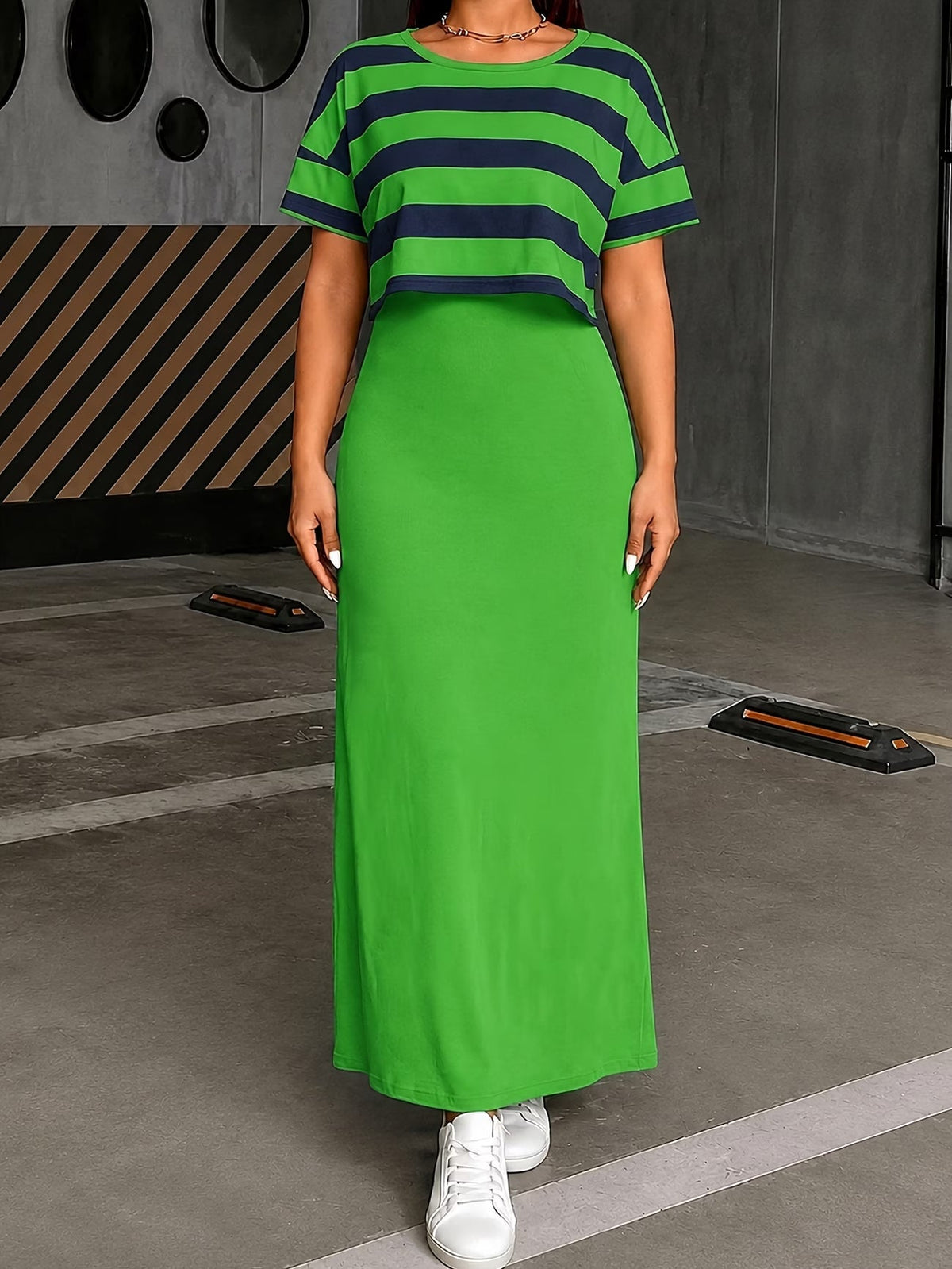 Chic Layered Stripe Dress Set