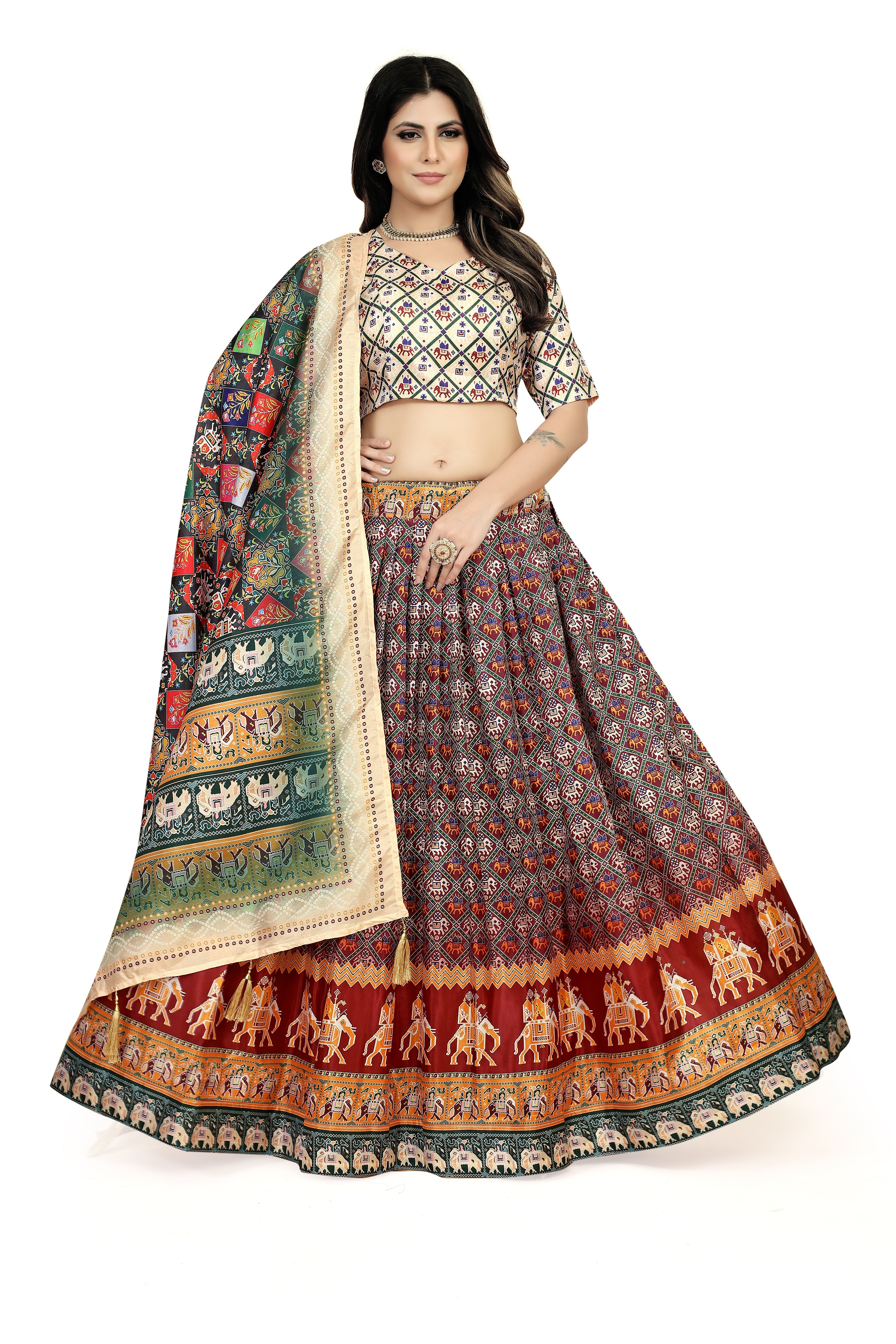 Captivating Multicolor Dola Silk Lehenga Choli - Perfect for Navratri Celebrations