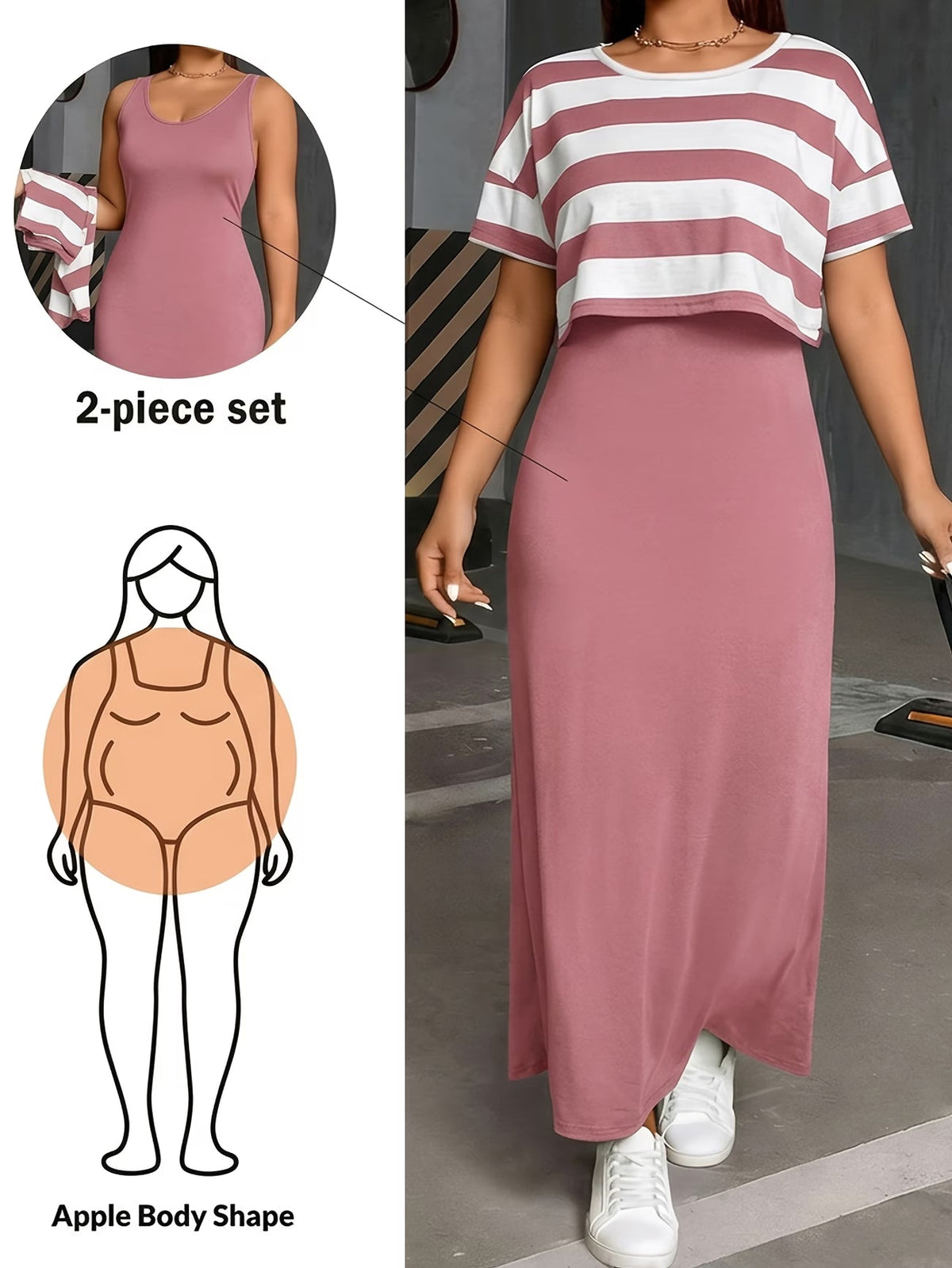 Chic Layered Stripe Dress Set