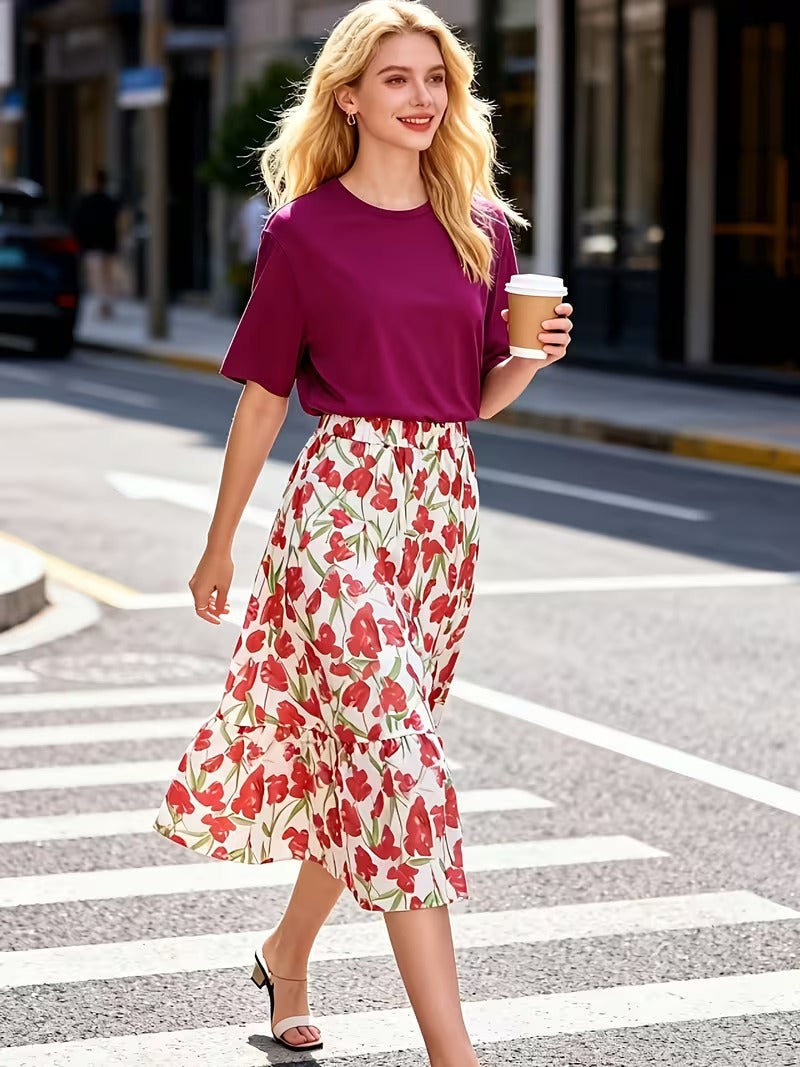 Vintage Bloom Vacation Skirt Set